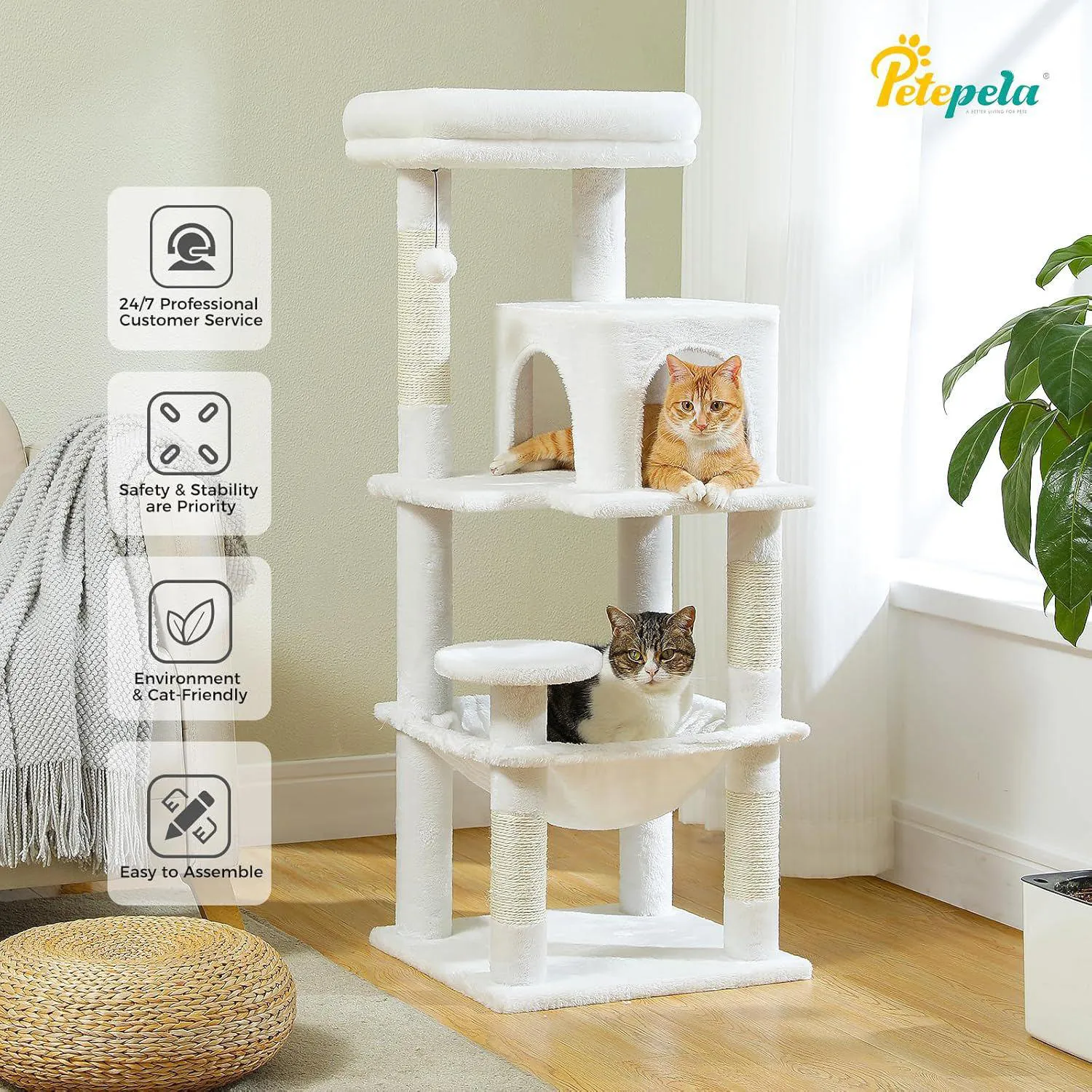 Gimnasio para Gatos Grande PETEPELA  con 5 Niveles Hamaca y Rascador 7