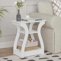 Mesa Auxiliar Blanca FROMJBEST con Estación de Carga y Estante Triple
