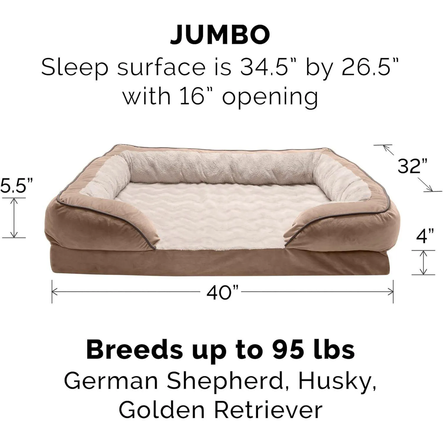Cama Ortopédica Lavable para Perros Grandes Furhaven Jumbo/XL 3