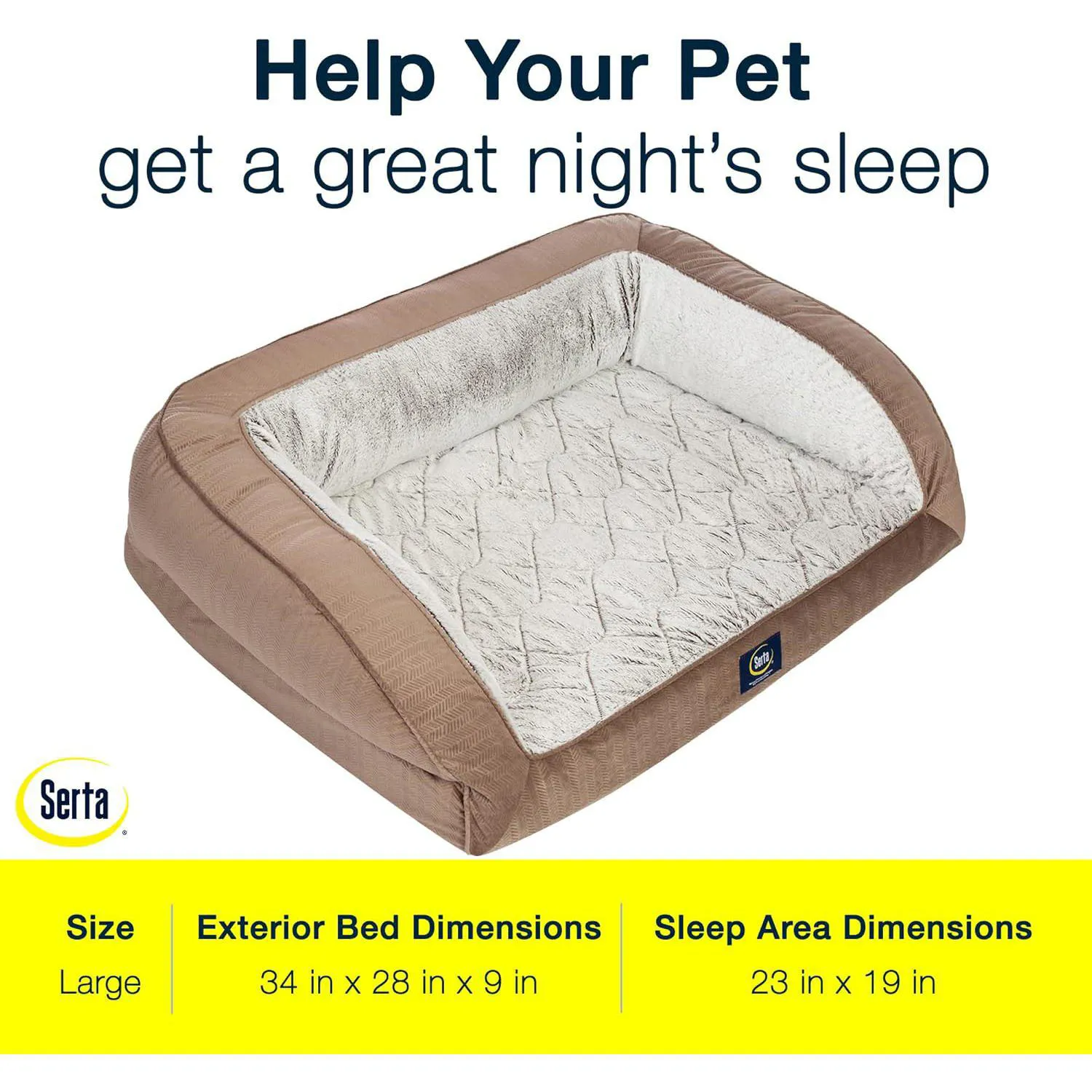 Cama Orthopédica Serta para Perros Ideal para Razas Grandes y muy Grandes