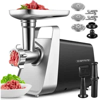 Picadora de Carne Eléctrica CHEFFANO Motor de 2000W con 3 Platos y Kit para Salchichas
