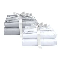 Combo Set Juego De Sábanas X2 Blanco-Gris Cama Semidoble