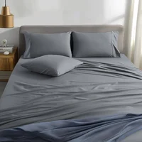 Juego De Sábanas Unicolor Cama King Color Gris Oscuro