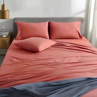 Juego De Sábanas Unicolor Cama Queen Color Coral