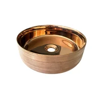 Lavamanos Ceramica Sobreponer Redondo Oro Rosa