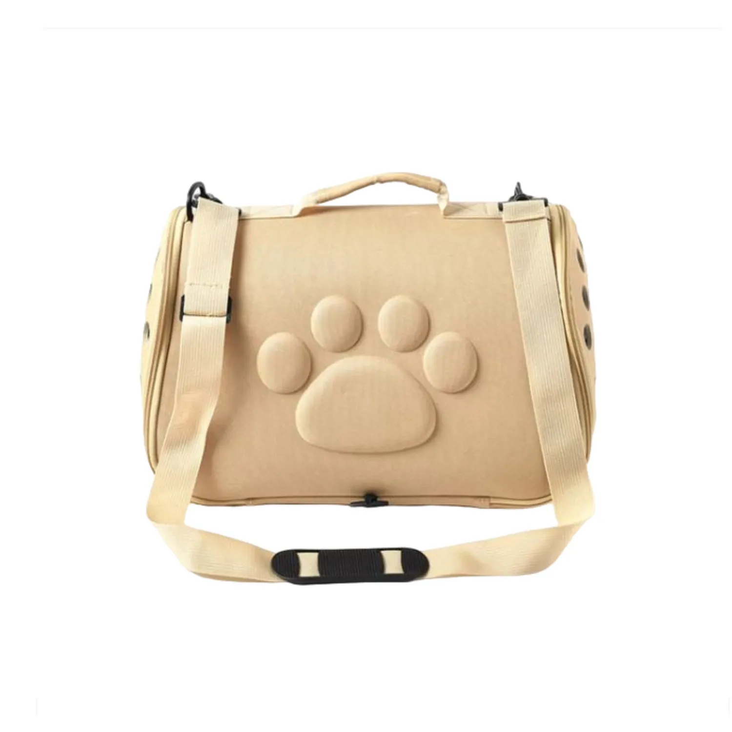 Bolso cargador transxte luna mascotas 49x29x25cm petvogue color beige material eva