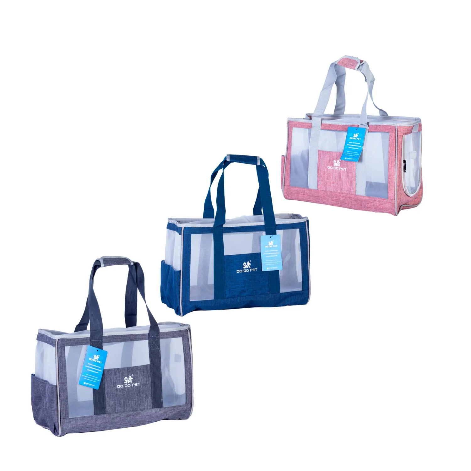 Bolso cargador transxte luna mascotas 44x30x17cm petvogue color rosa material oxford 5