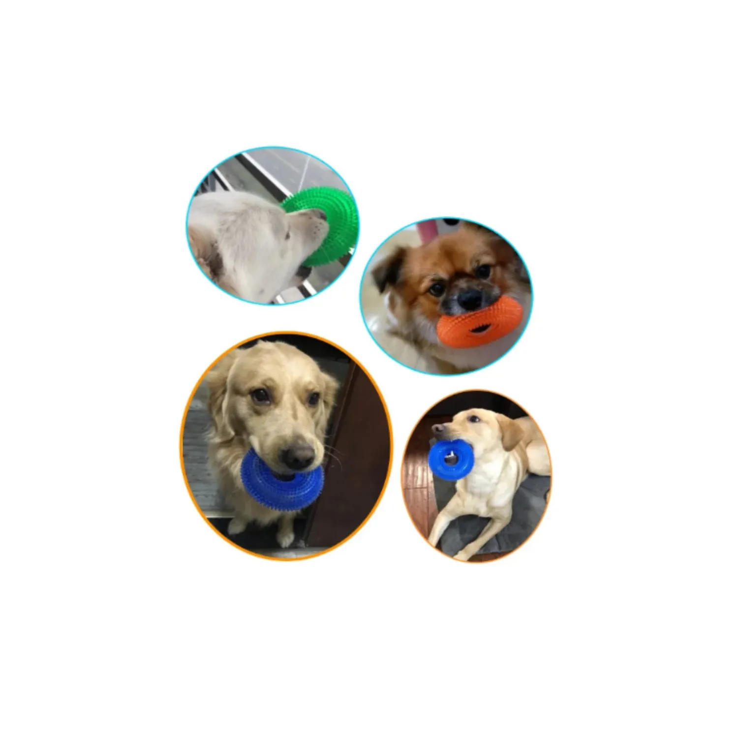 Juguete dona con sonido limpia diente nunbell para perro azul