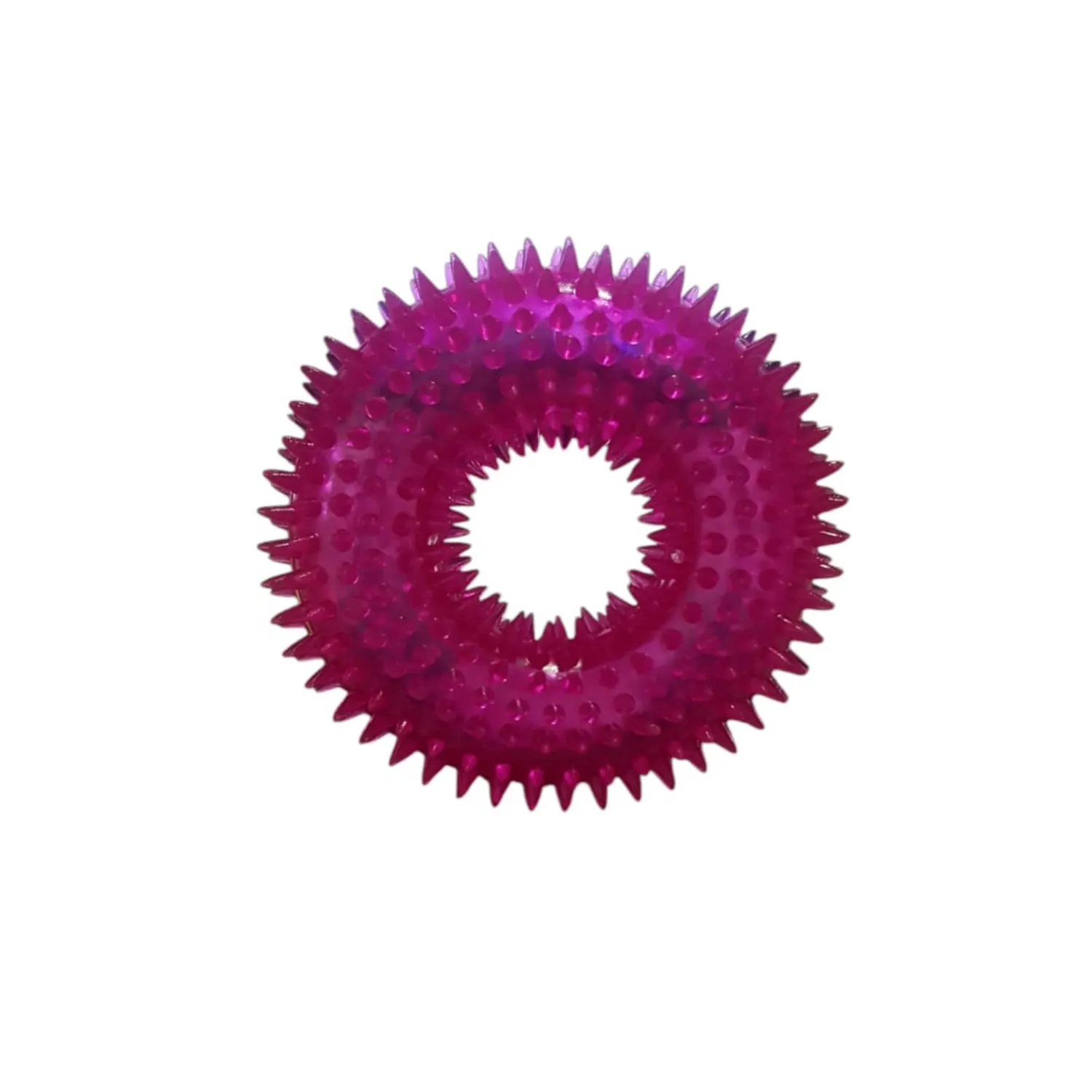 Juguete dona con sonido limpia diente nunbell para perro fucsia