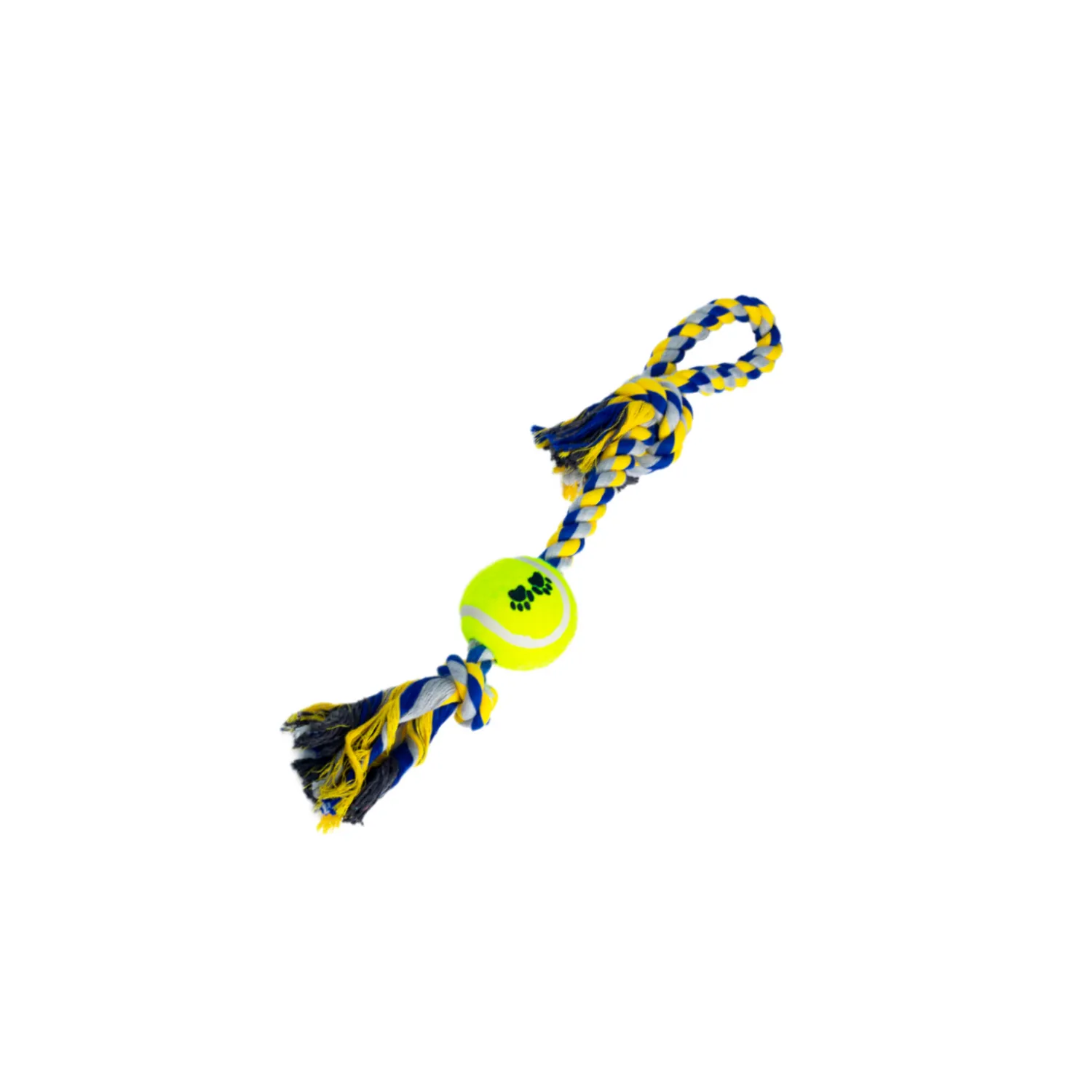 Juguete trenza con pelota tennis nunbell para perro color azul