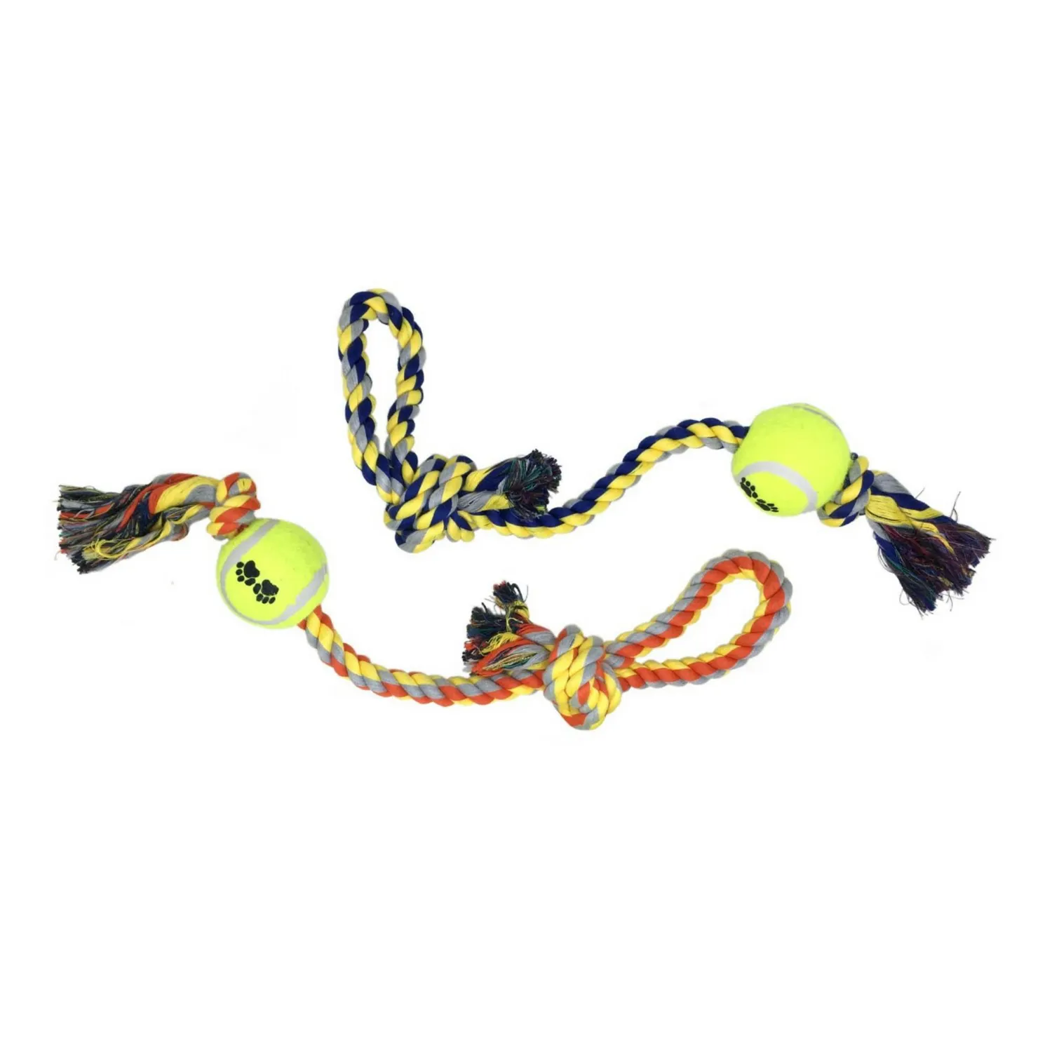 Juguete trenza con pelota tennis nunbell para perro color azul