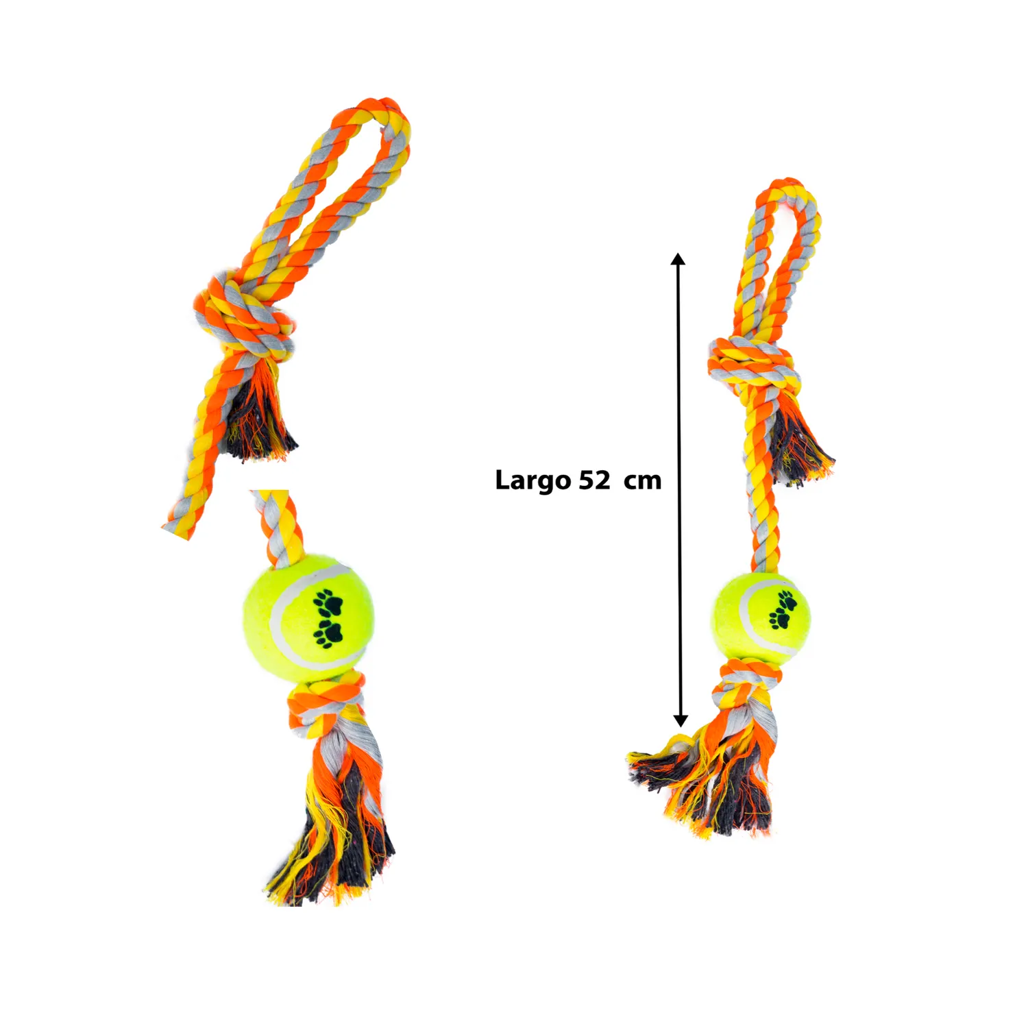 Juguete trenza con pelota tennis nunbell para perro color azul 3