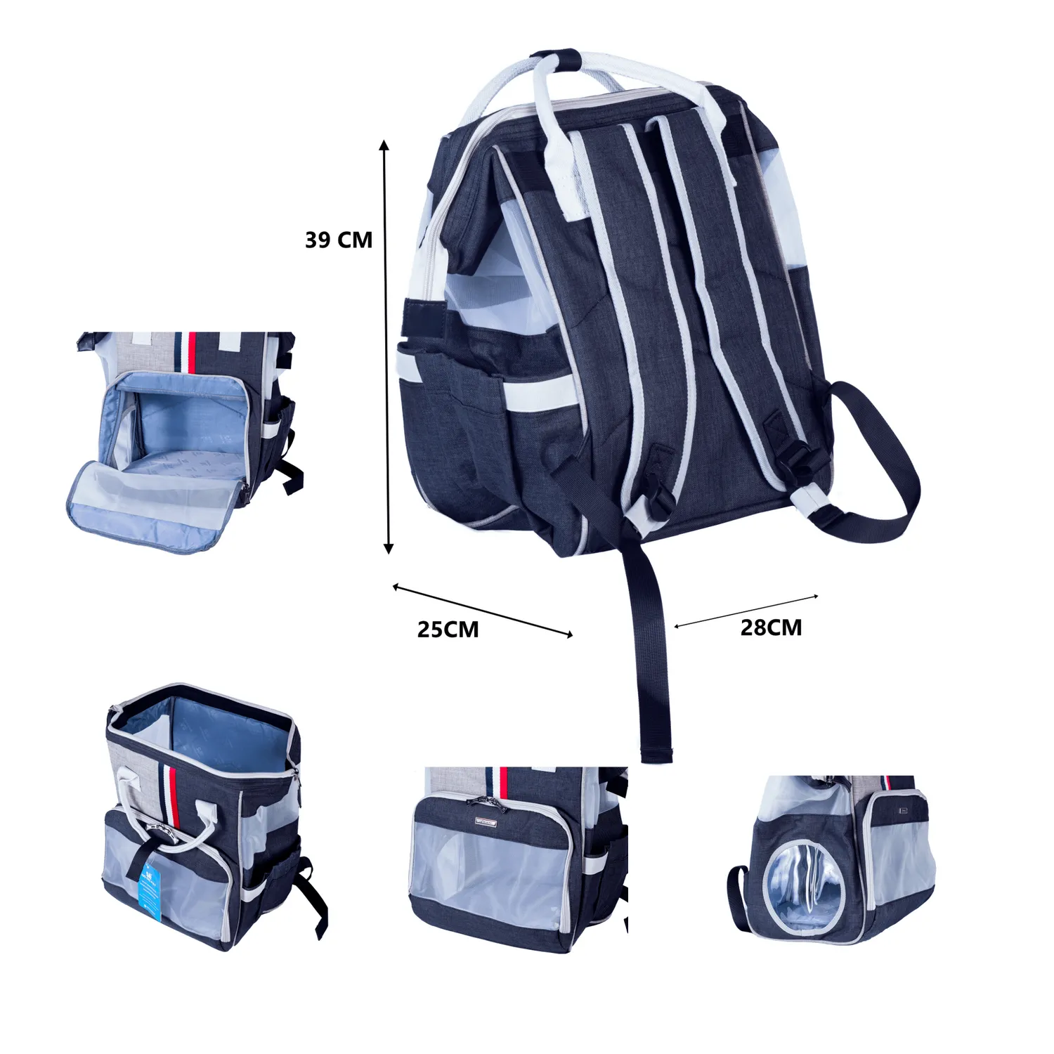 Mochila cargador transxte para mascotas 30x40x24cm dodopet azul material lona 4