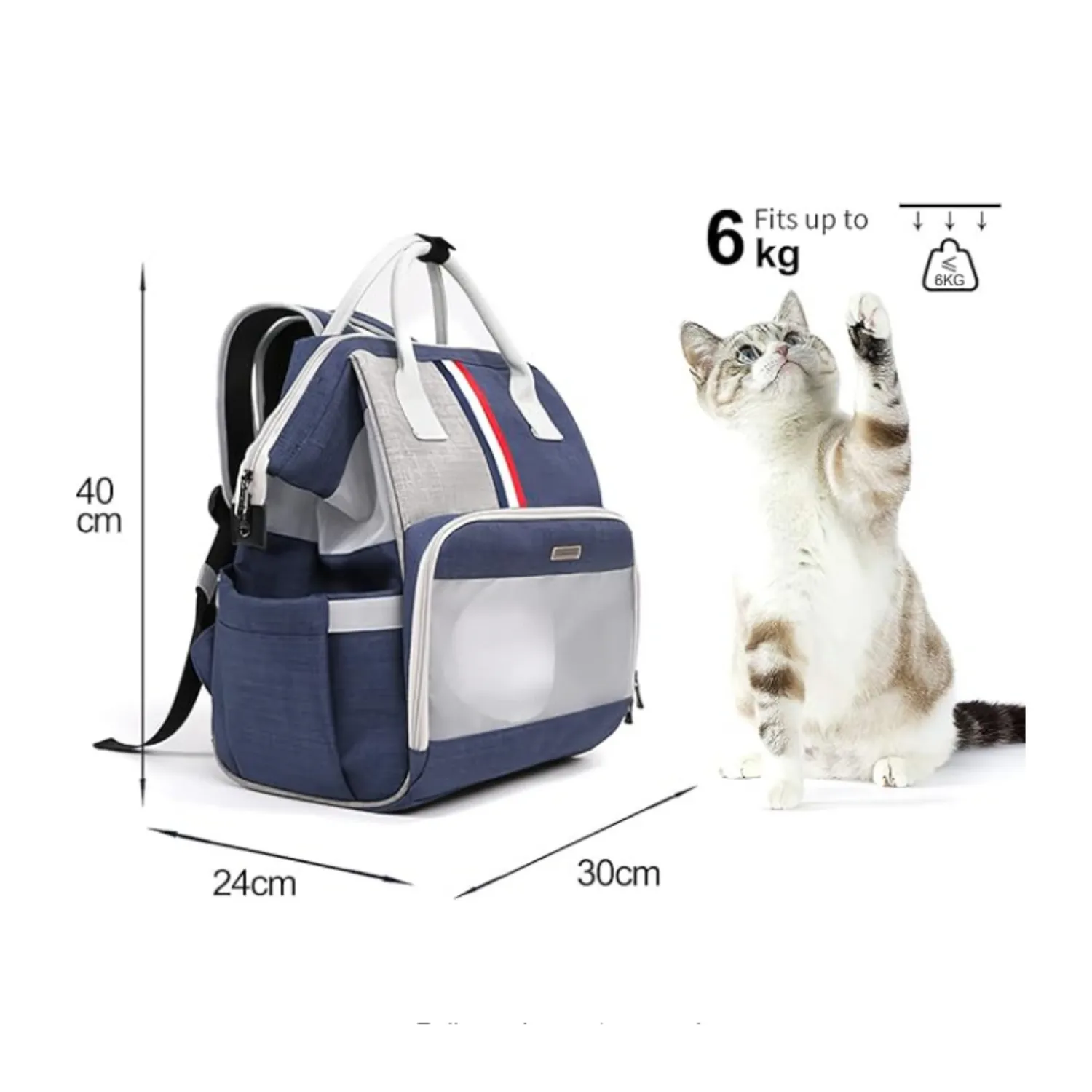 Mochila cargador transxte para mascotas 30x40x24cm dodopet azul material lona 6