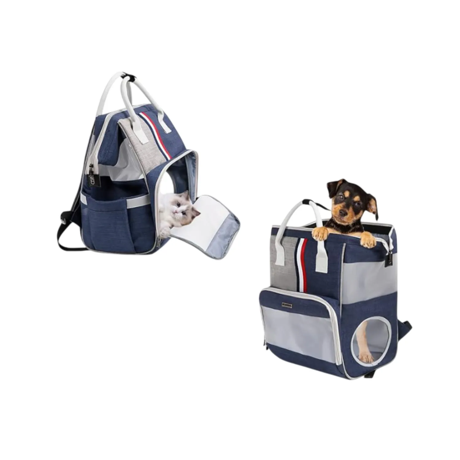 Mochila cargador transxte para mascotas 30x40x24cm dodopet gris material lona 5