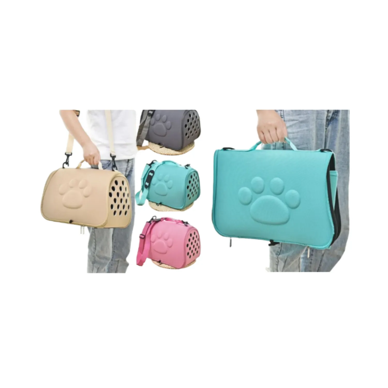 Bolso cargador transxte luna mascotas 49x29x25cm petvogue color verde material eva