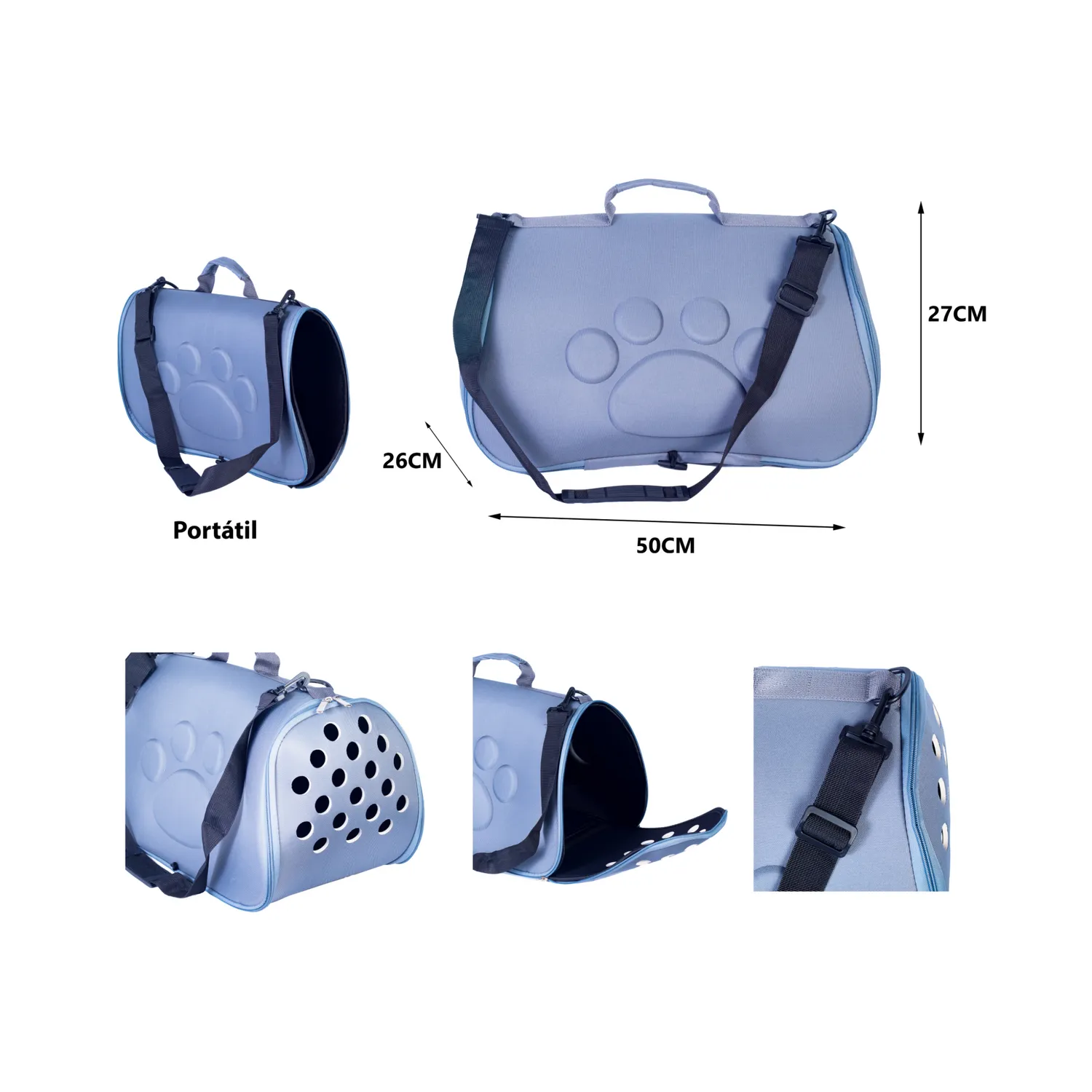 Bolso cargador transxte luna mascotas 49x29x25cm petvogue color verde material eva 6