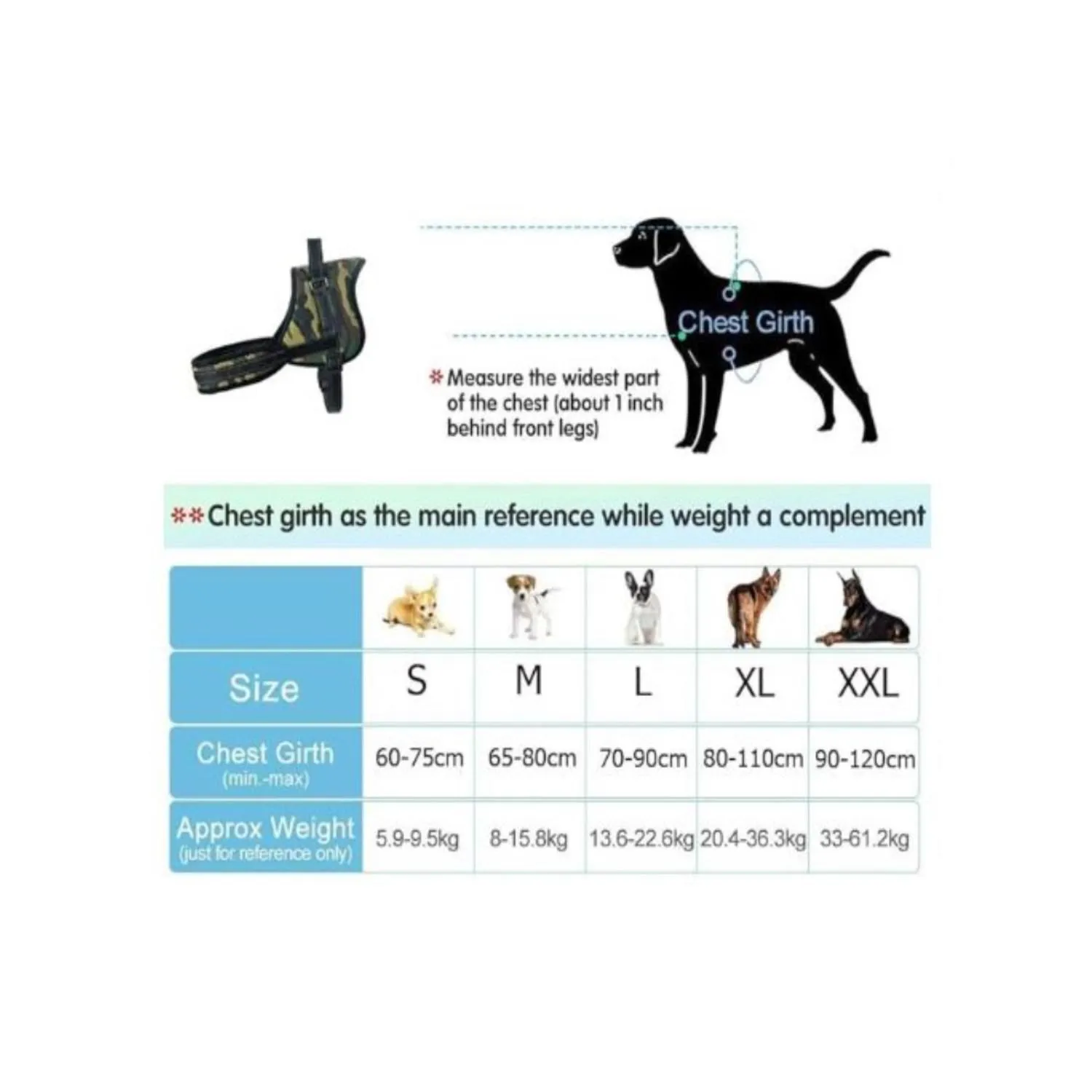 Arnes pechera para perro color negro talla xl front nunbell 5