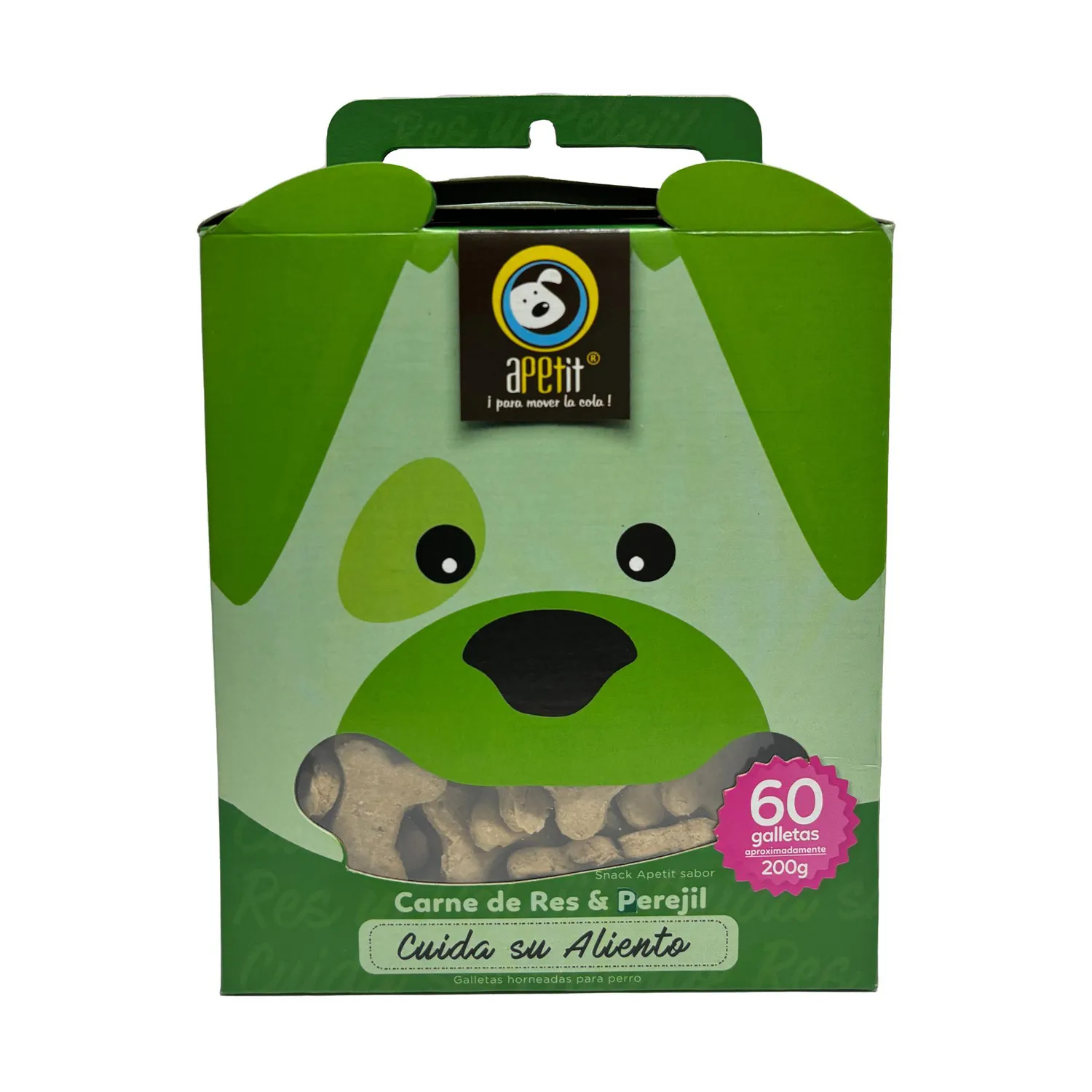Snack para perro apetit horneadas carne res y perejil 200g para todas las razas