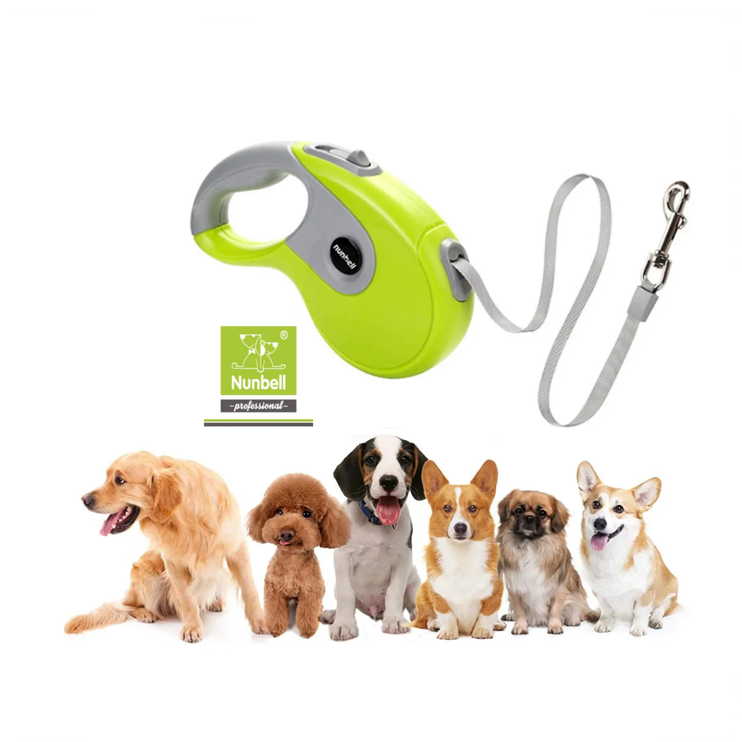 Correa retractil trailla grande para perro nunbell azul 5m