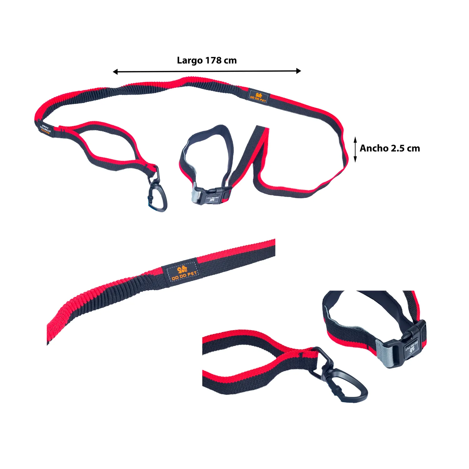 Correa para perro nunbell manos libres resortada running amarillo 1.50m 3