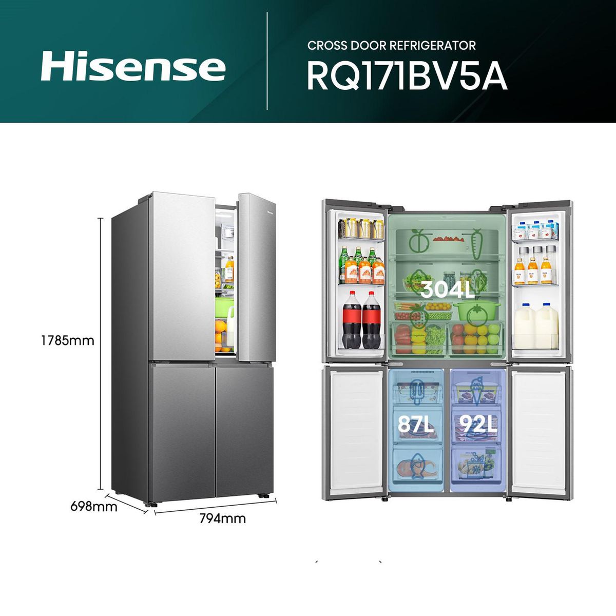 HISENSE - Nevecón Hisense Tipo Europeo 483 Litros Bcd-470