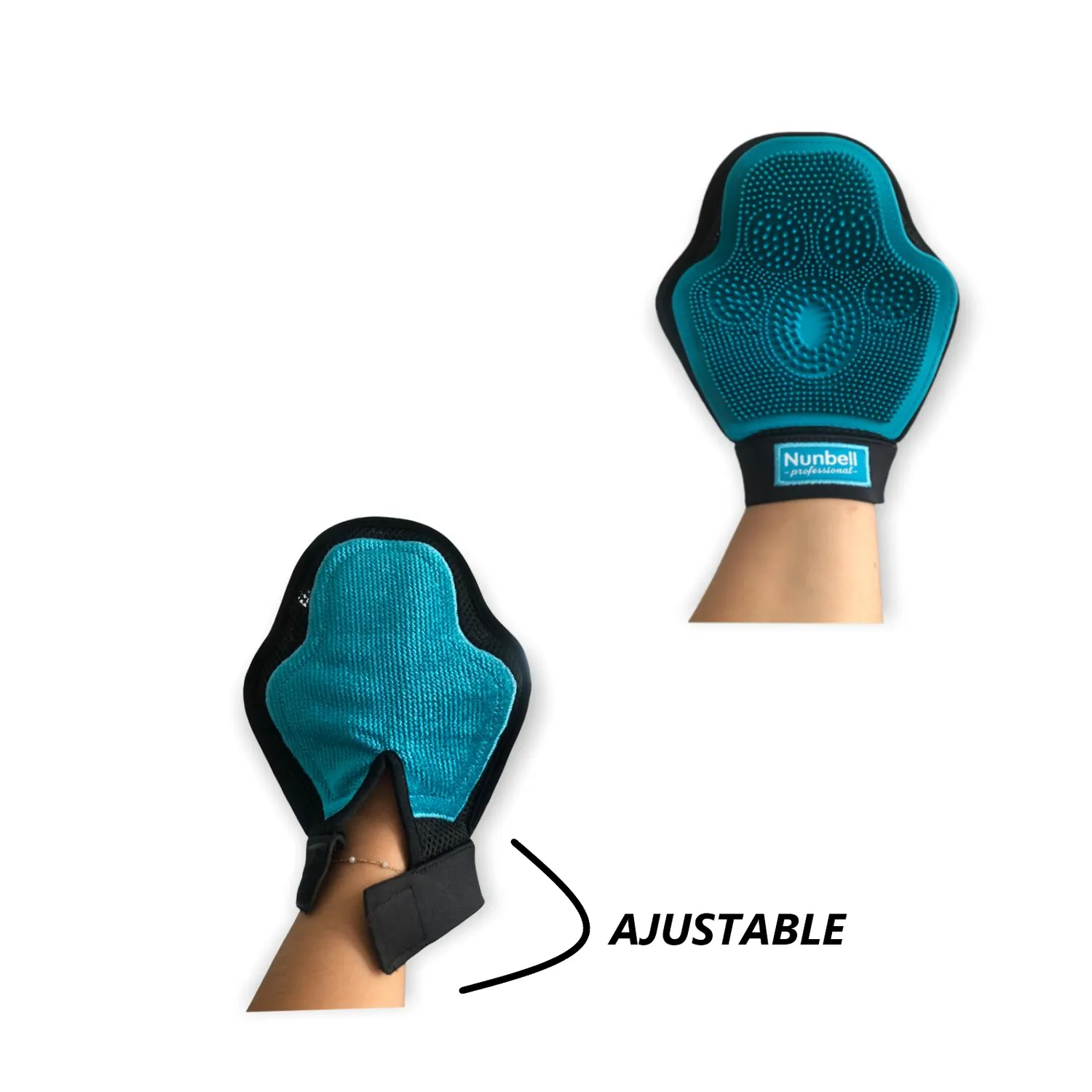 Guante peinador quita pelo para mascotas nunbell color verde