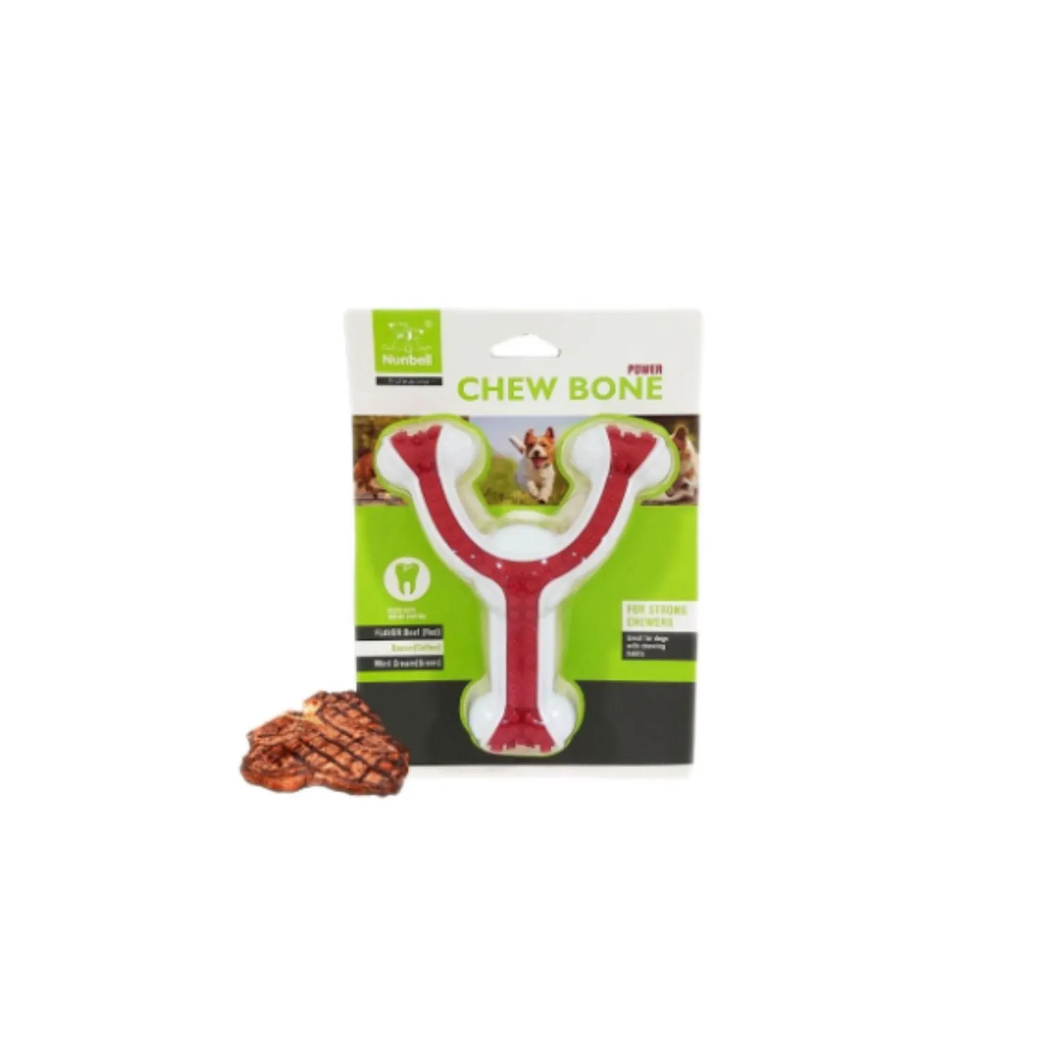 Juguete hueso extra fuerte numbell para perro sabor carne talla m 4