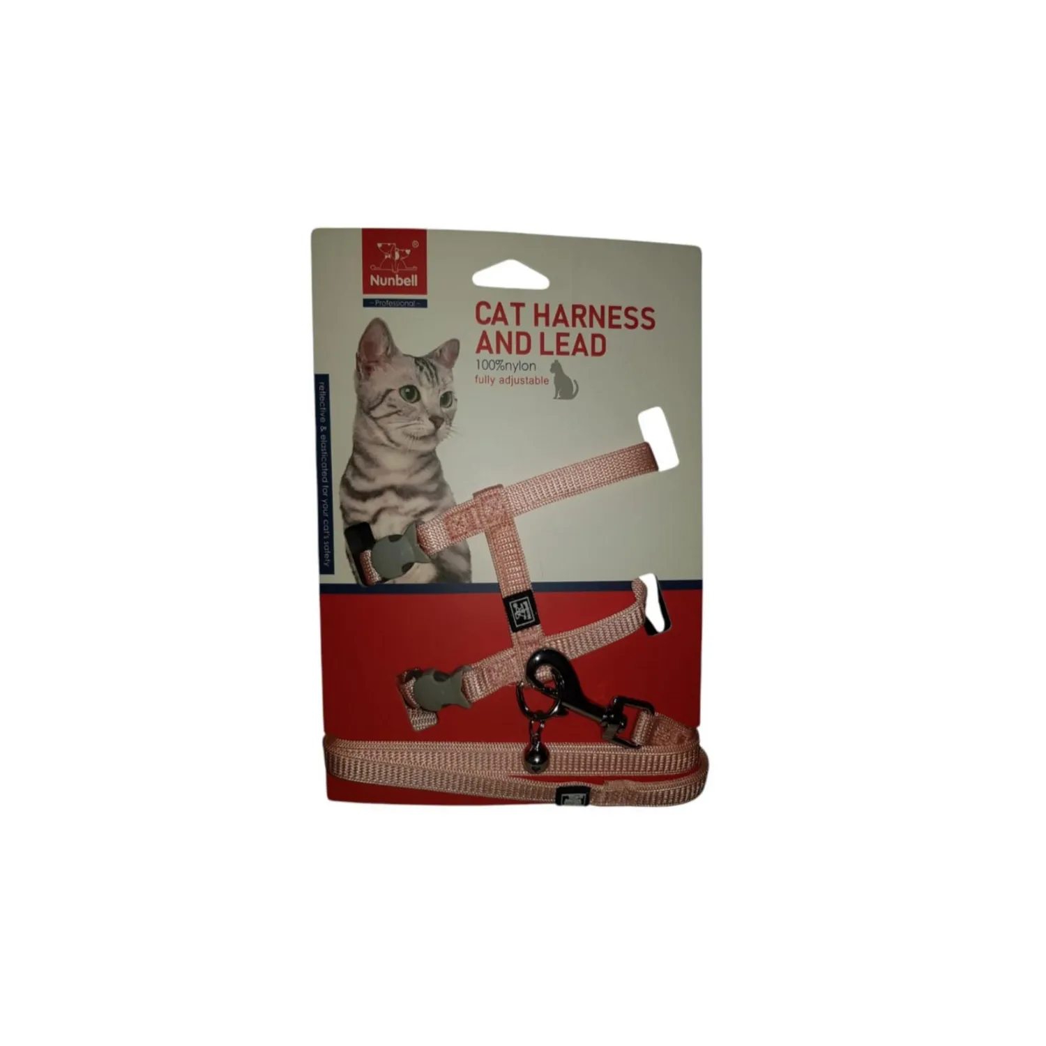 Arnes pechera con correa para gato uarone color rosado talla unica