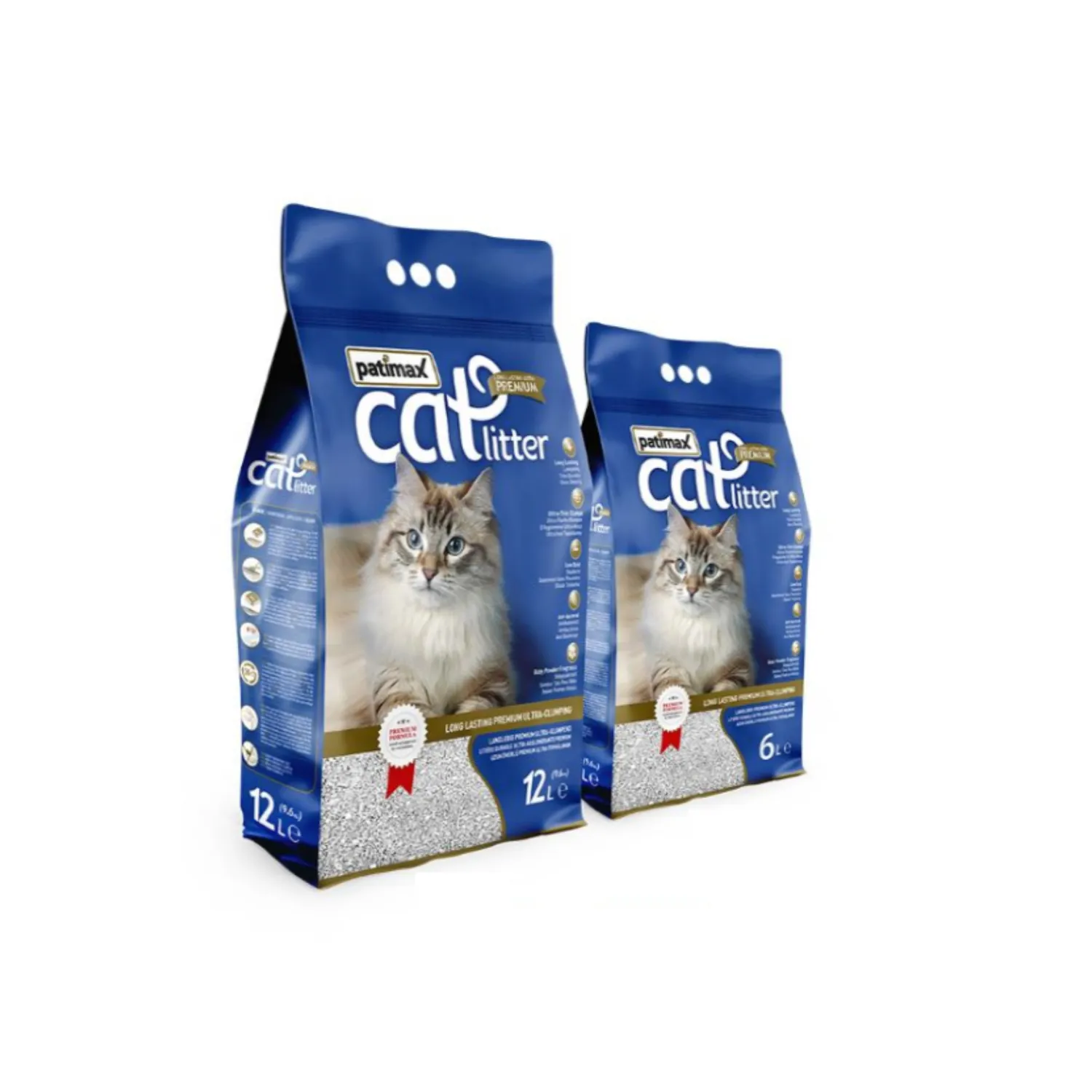 Arena sanitaria para gato aglomerante bentonita patimax premium lav carbón act 4.8kg