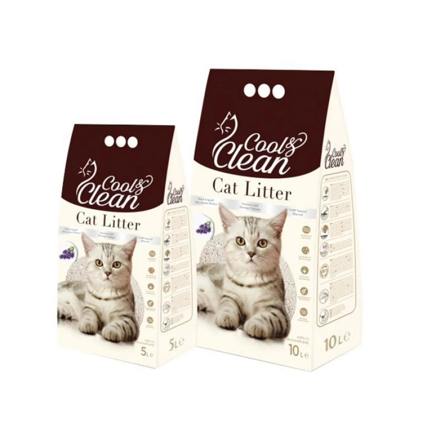 Arena sanitaria para gato aglomerante bentonita cool & clean lavanda 8.6kg
