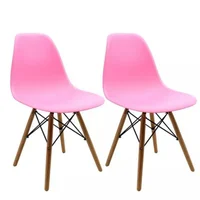 Combo X2 Sillas Eames para sala comedor Rosado