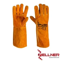 Guante Soldador Naranja De 14". Reforzado Y Cosido En Kevlar