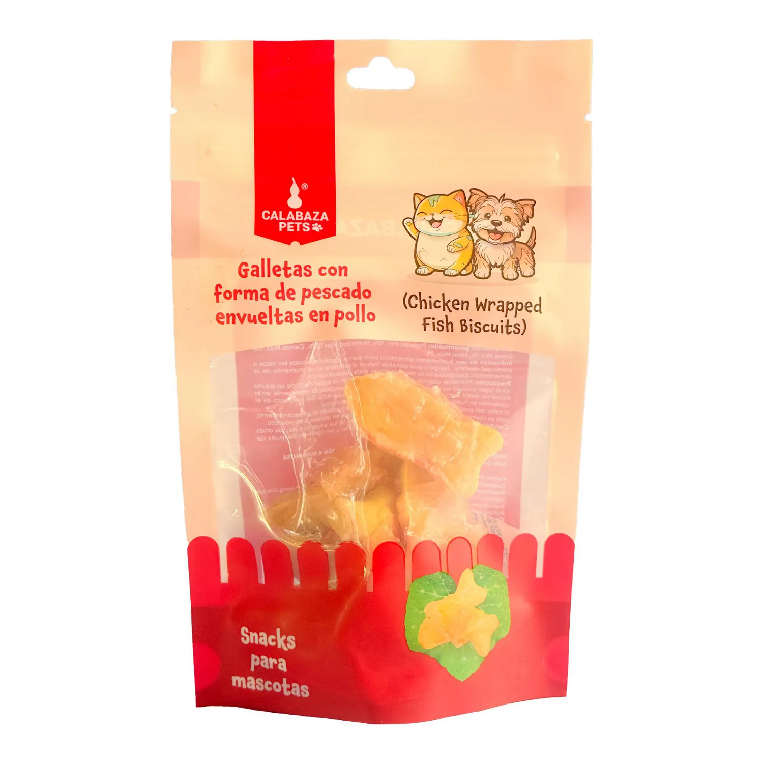 Snack Para Gato En Forma De Pescado Calabaza Pets Envueltas En Pollo 50gr