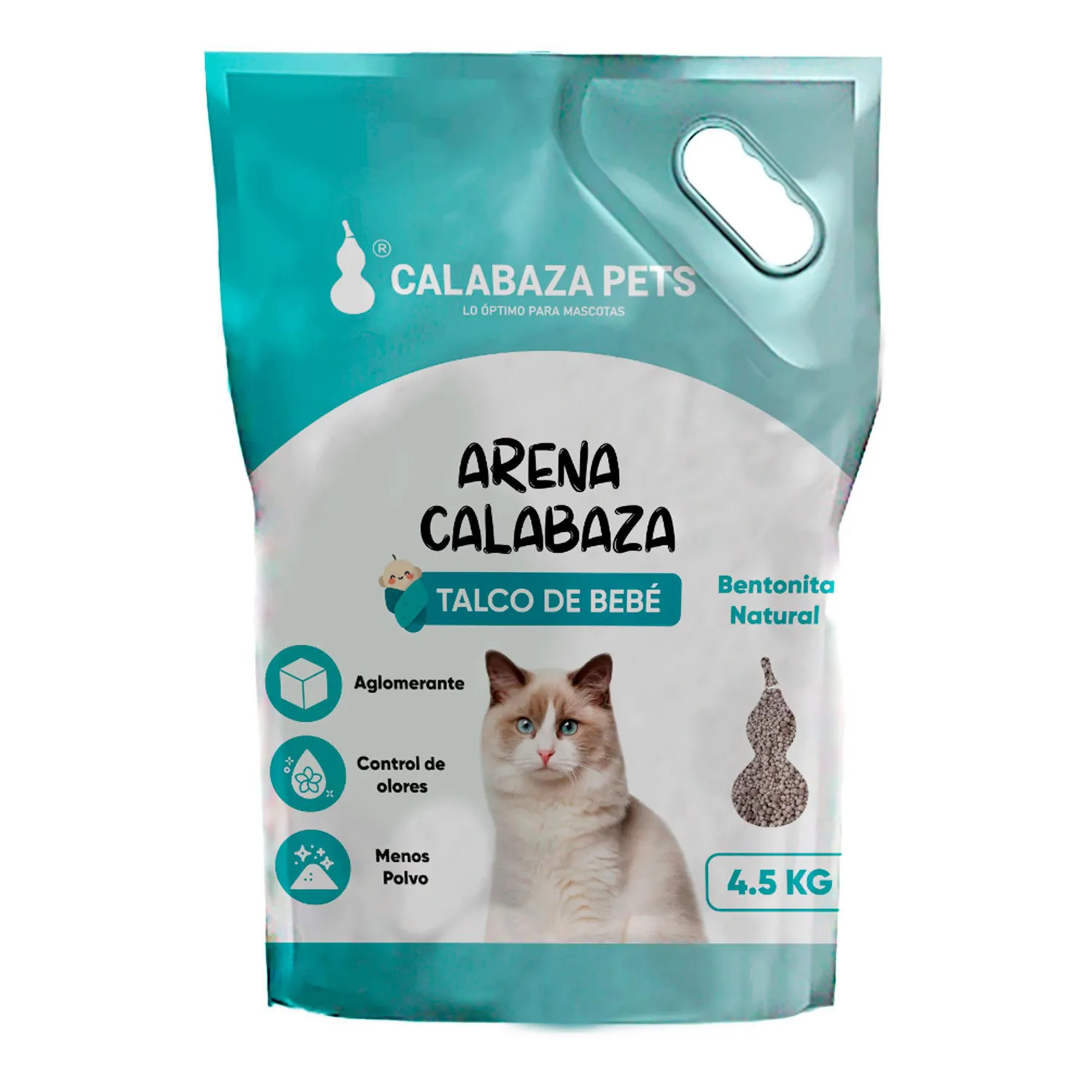 Arena Sanitaria Para Gato Bentonita Aglomerante Talco De Bebé Calabaza Pets 4.5k