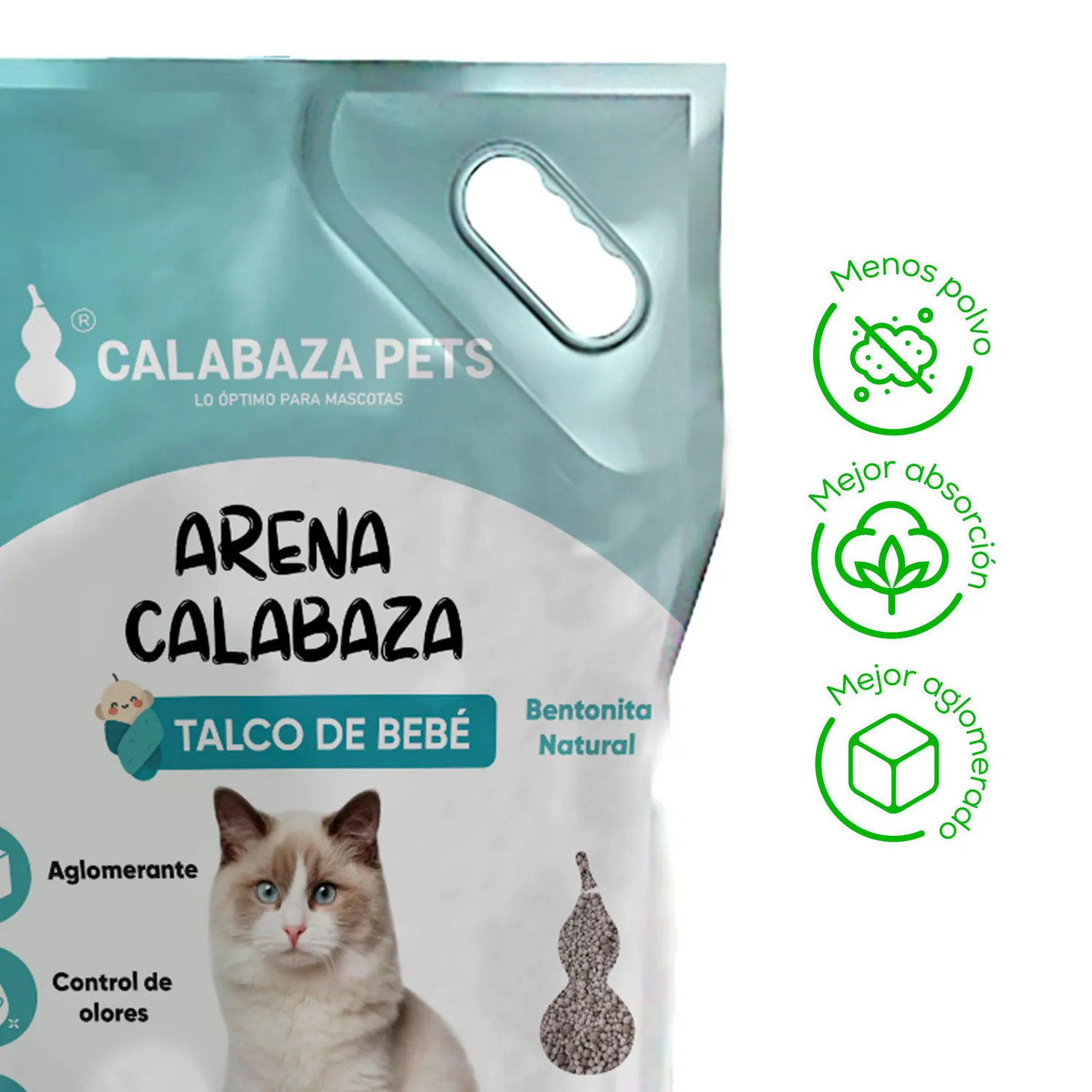 Arena Sanitaria Para Gato Bentonita Aglomerante Talco De Bebé Calabaza Pets 4.5k 4