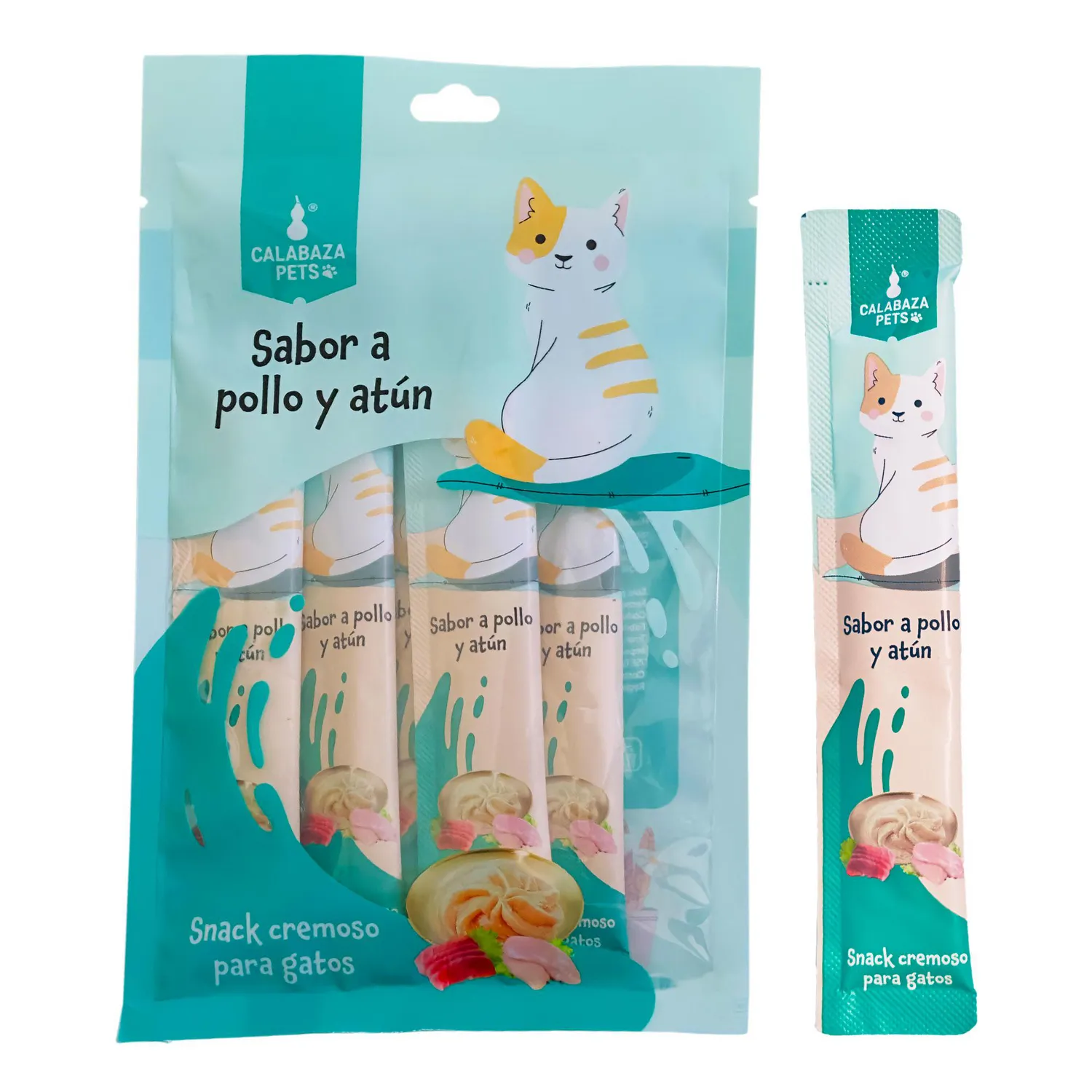 Snack Cremoso Para Gato Sabor A Pollo Y Atún Calabaza Pets 75gr