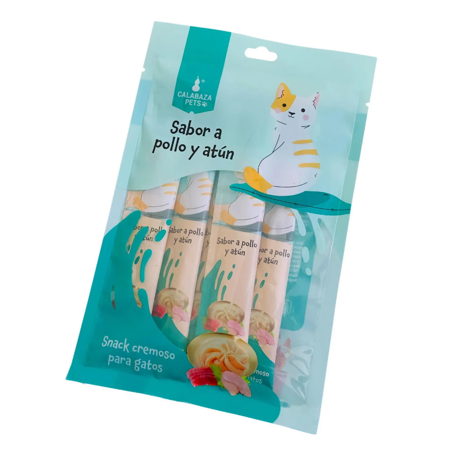 Snack Cremoso Para Gato Sabor A Pollo Y Atún Calabaza Pets 75gr