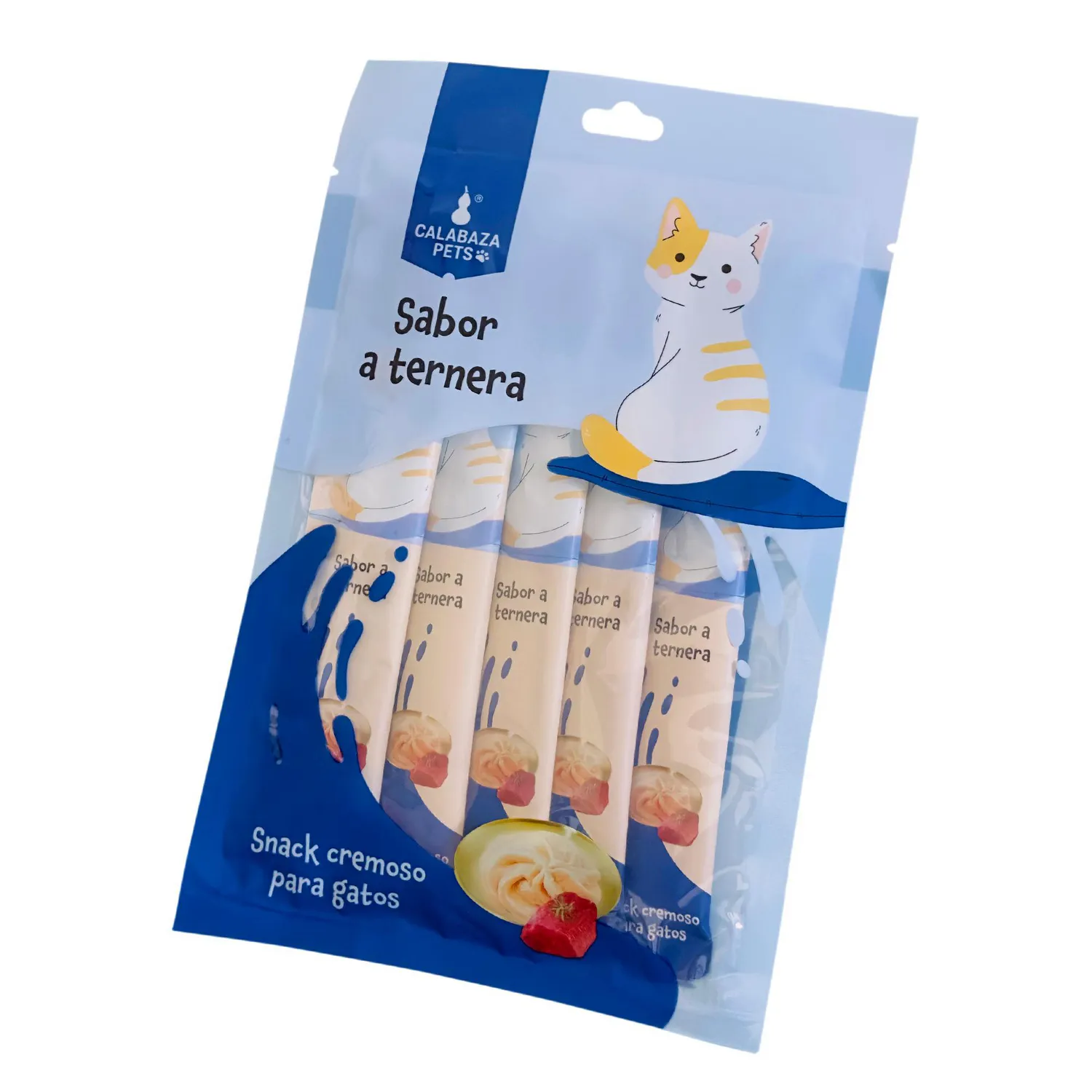 Snack Cremoso Para Gato Sabor A Ternera Calabaza Pets 75gr