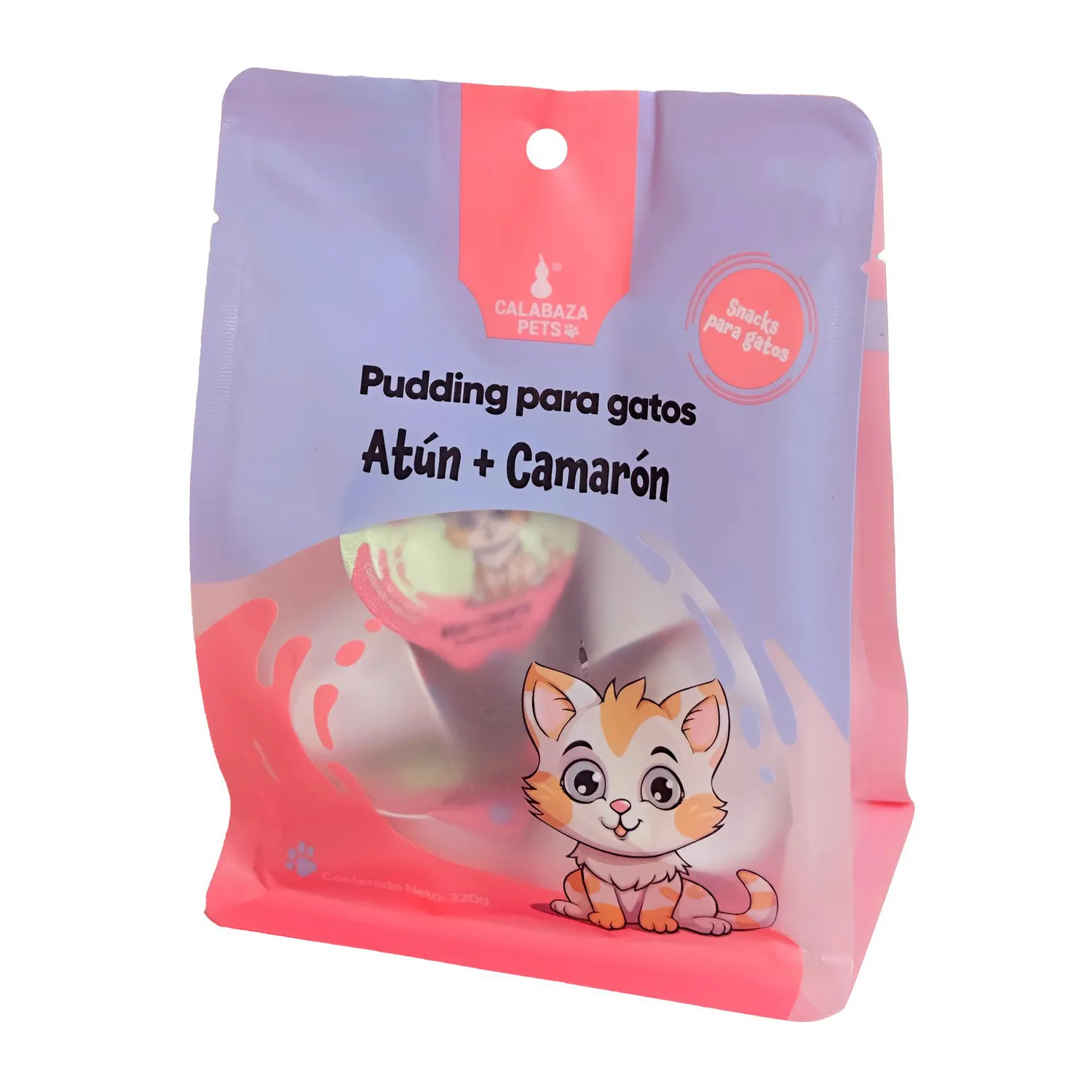 Snack Para Gato Pudding Sabor A Atún Y Camaron Calabaza Pets 220gr