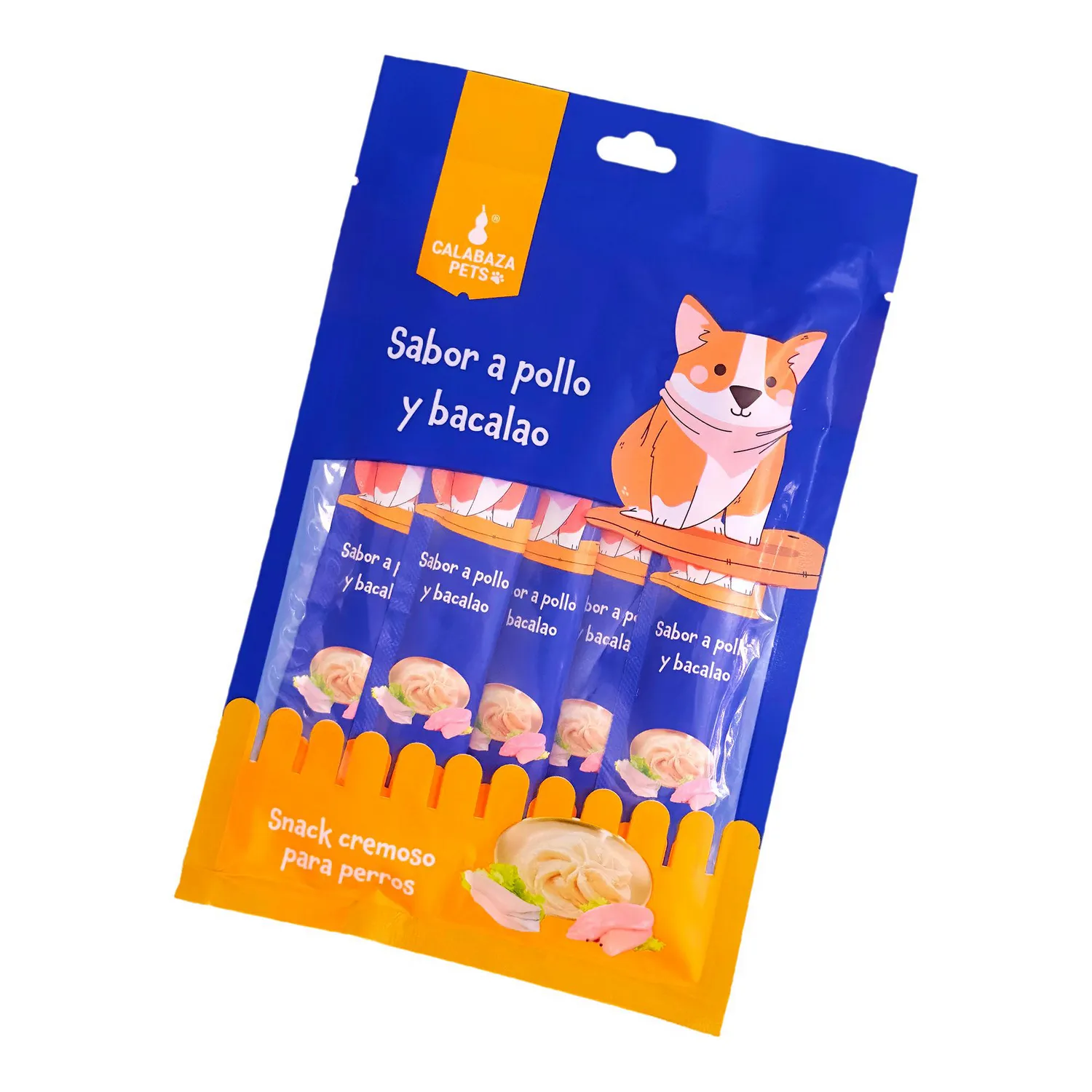 Snack Cremoso Para Gato Calabaza Pets Sabor A Pollo Y Bacalao 75gr
