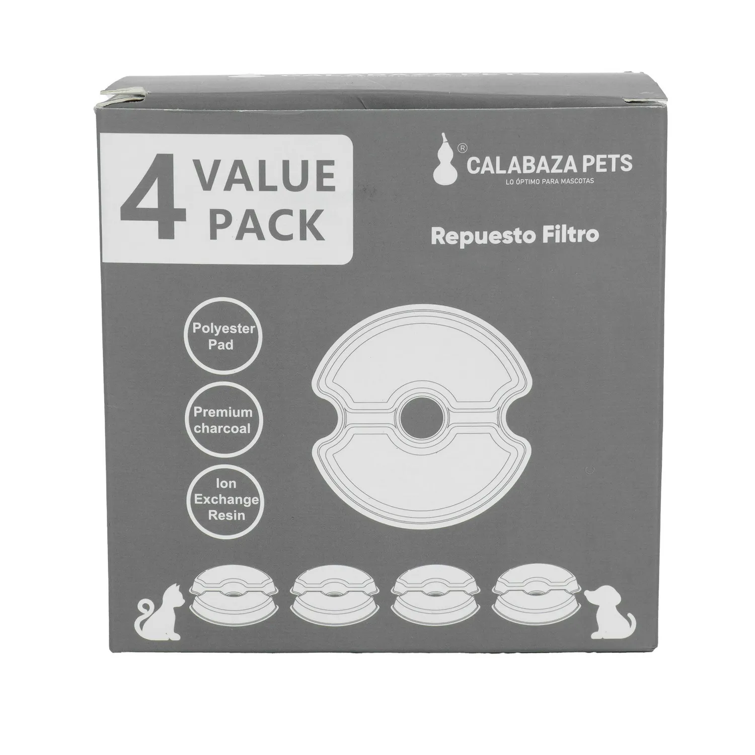 Filtro Fuente Para Gato Redonda Flor Acero Inox Cap 2.5 L 18x12cm Calabaza
