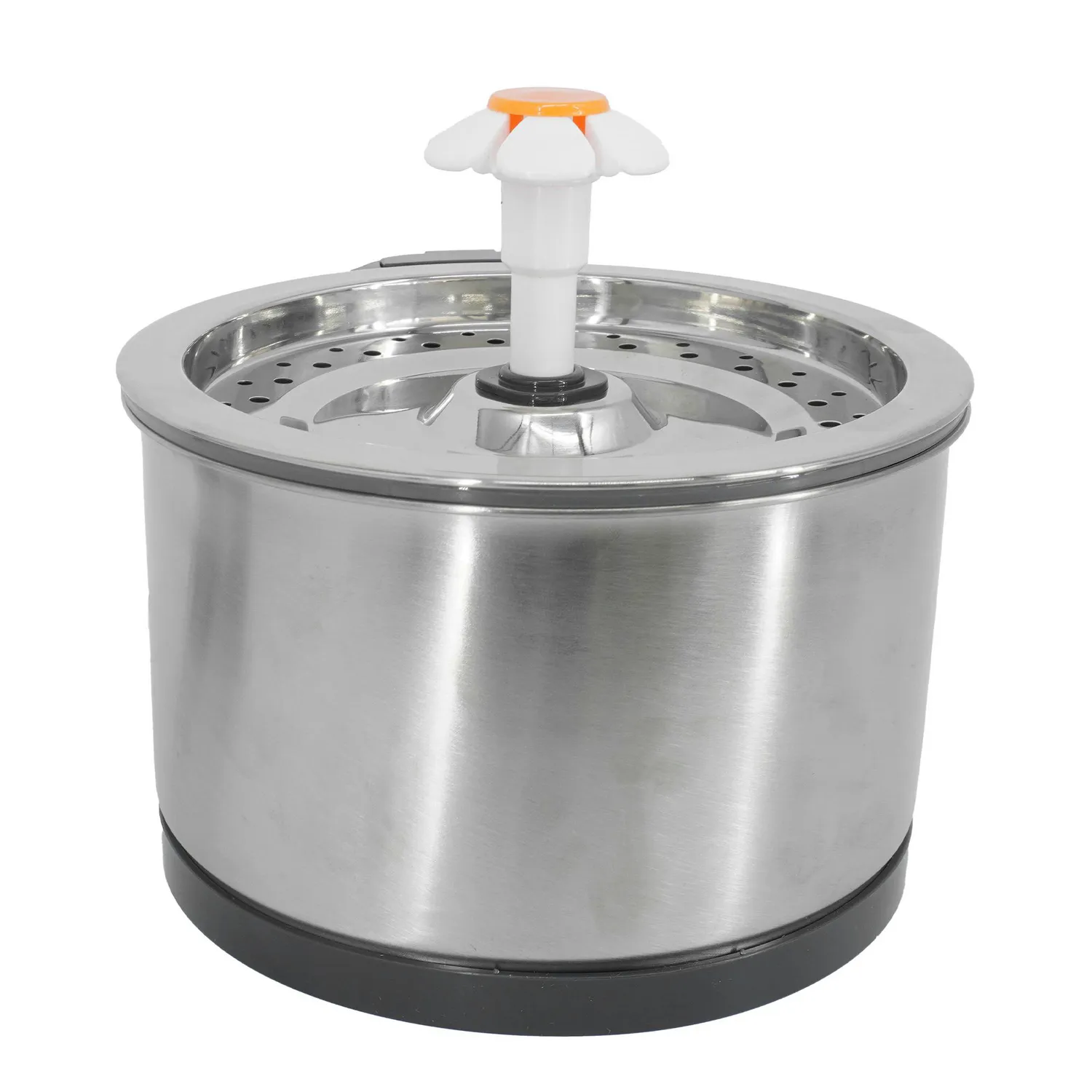 Fuente De Agua Para Gato Redonda Flor Acero Inox 2.5 L 18x 12cm Calabaza Pets 4