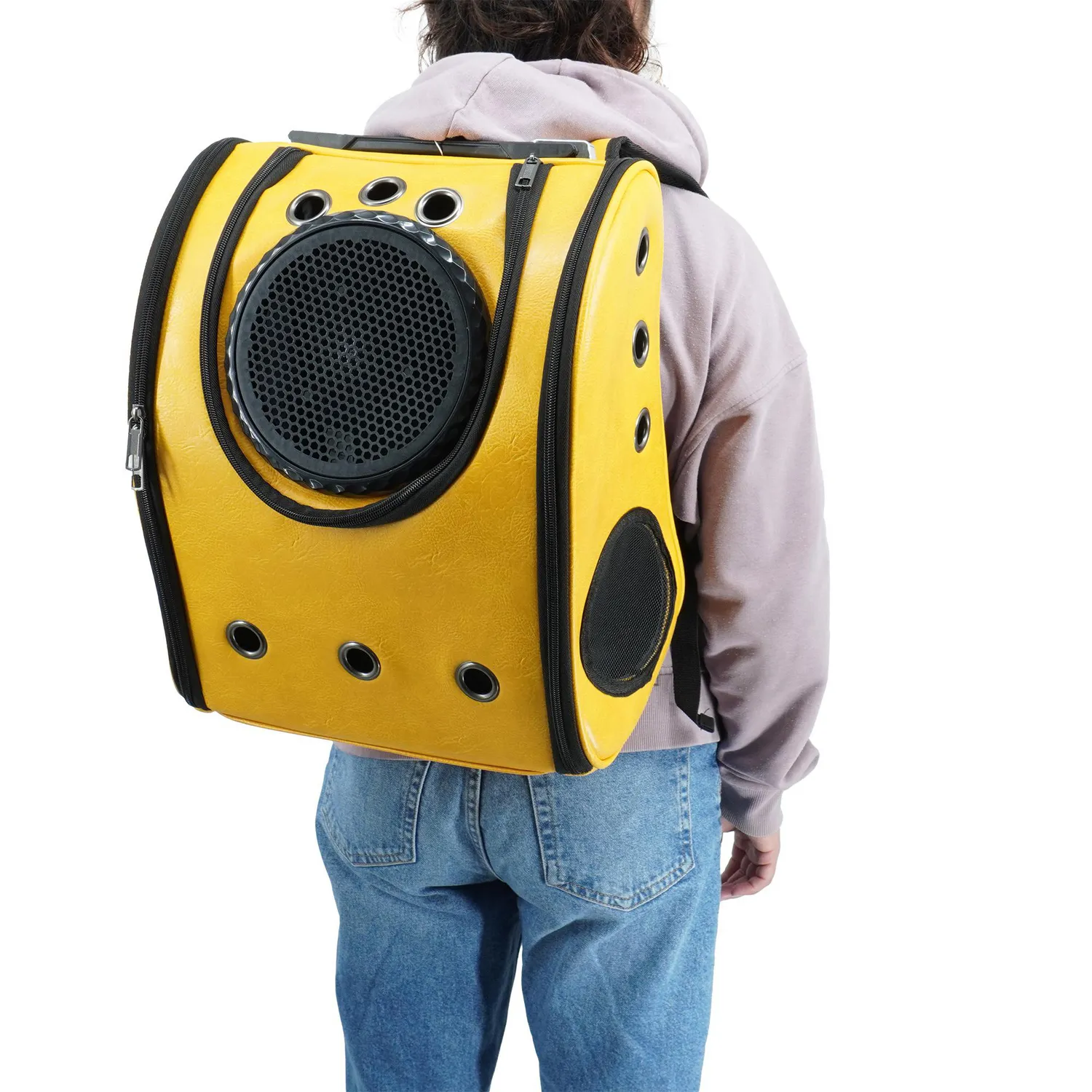 Capsula Transportadora Para Mascotas Morral Cuerina 42x32x29cm Calabaza 7