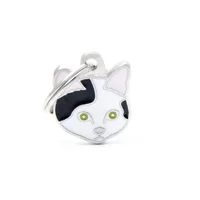 Placa Ident Gato Europeo Blanco Y Negro Friends