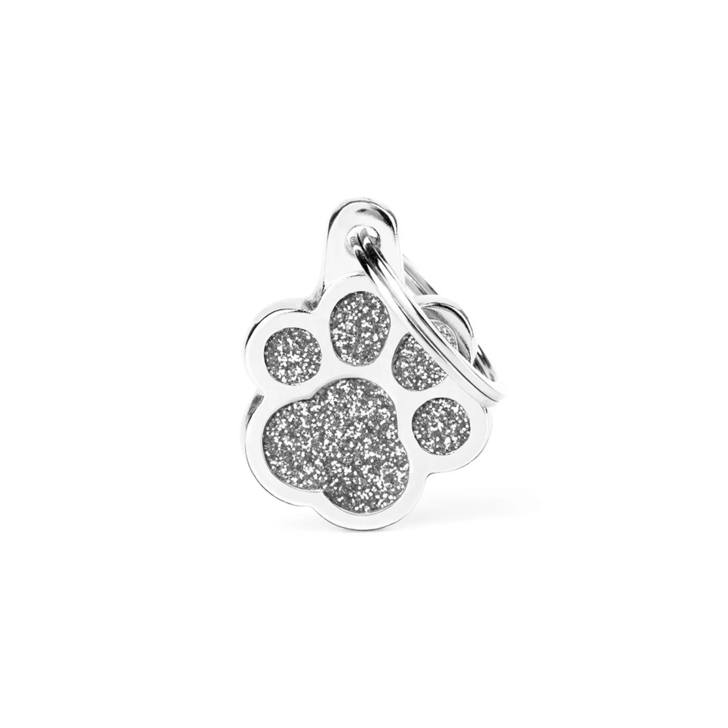 Placa Ident Pata Pequena Glitter Gris Shine