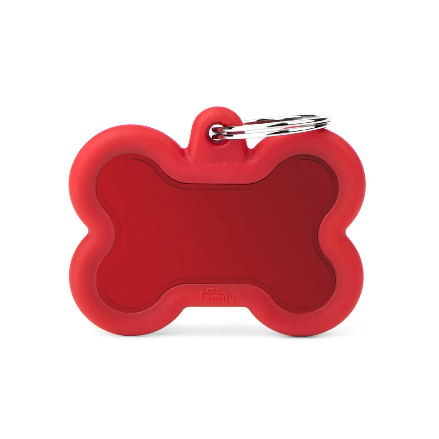 Placa Ident Hueso Aluminio Goma Rojo