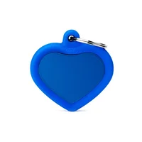 Placa Ident Corazon Aluminio Goma Azul