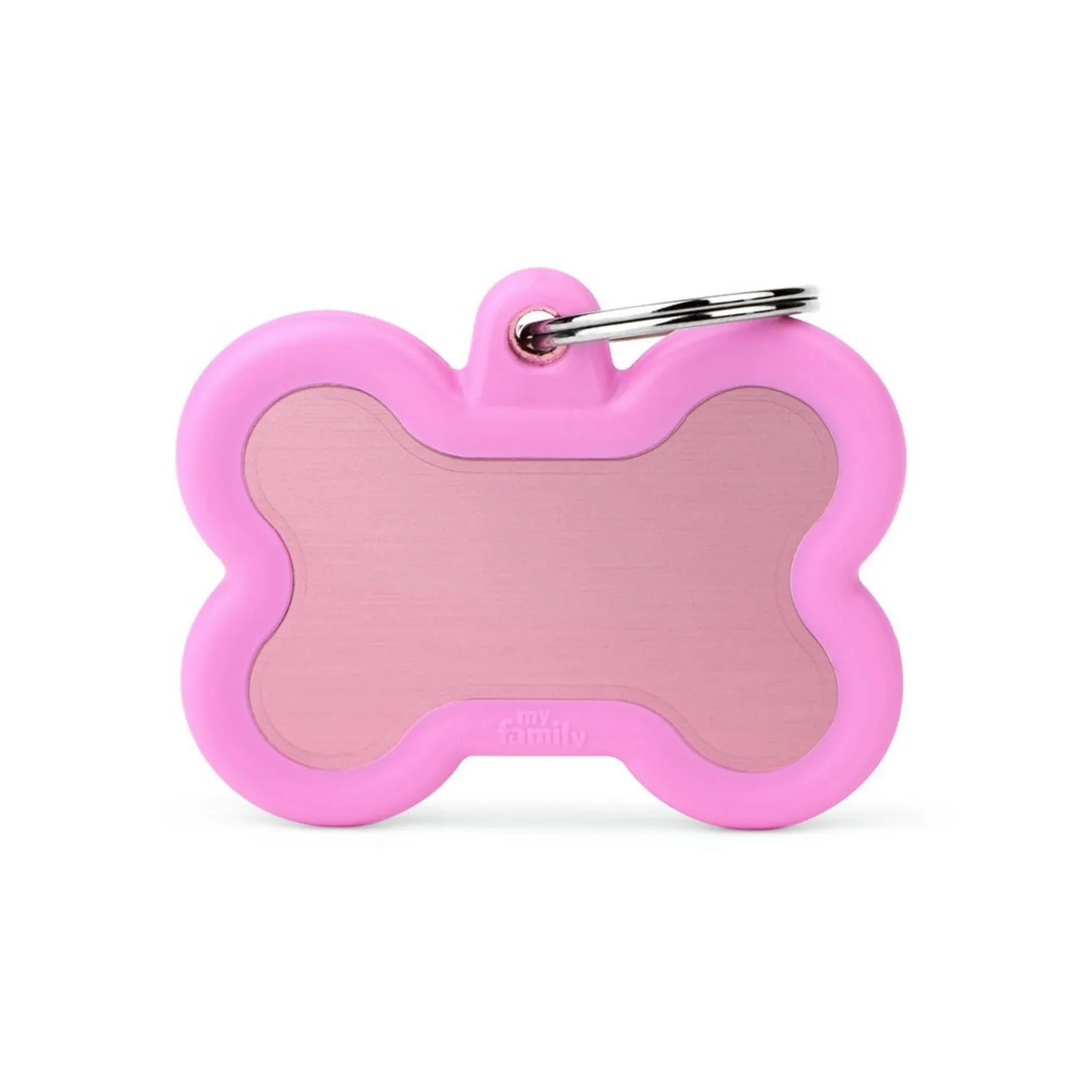 Placa Ident Hueso Aluminio Goma Rosa