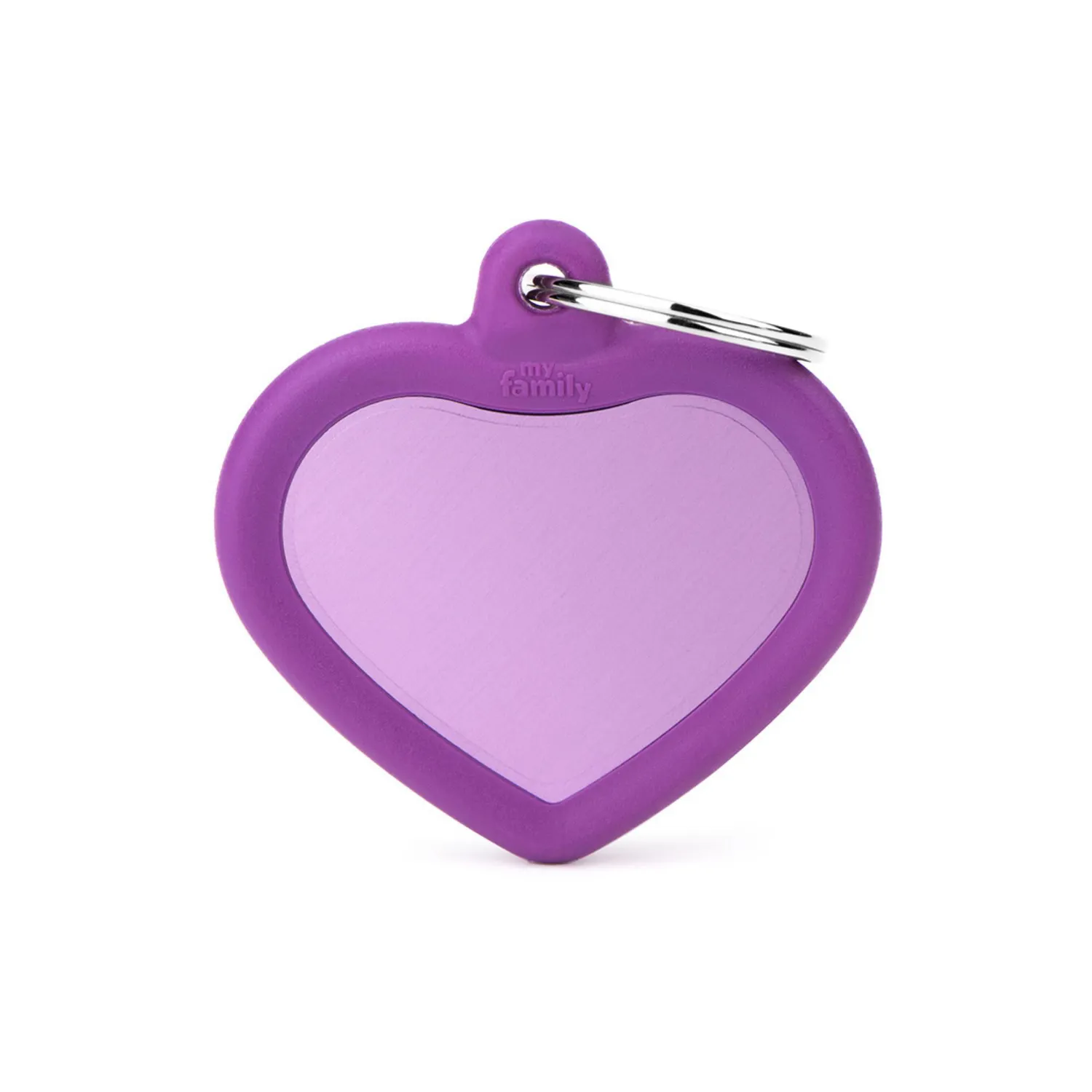 Placa Ident Corazon Aluminio Goma Violeta